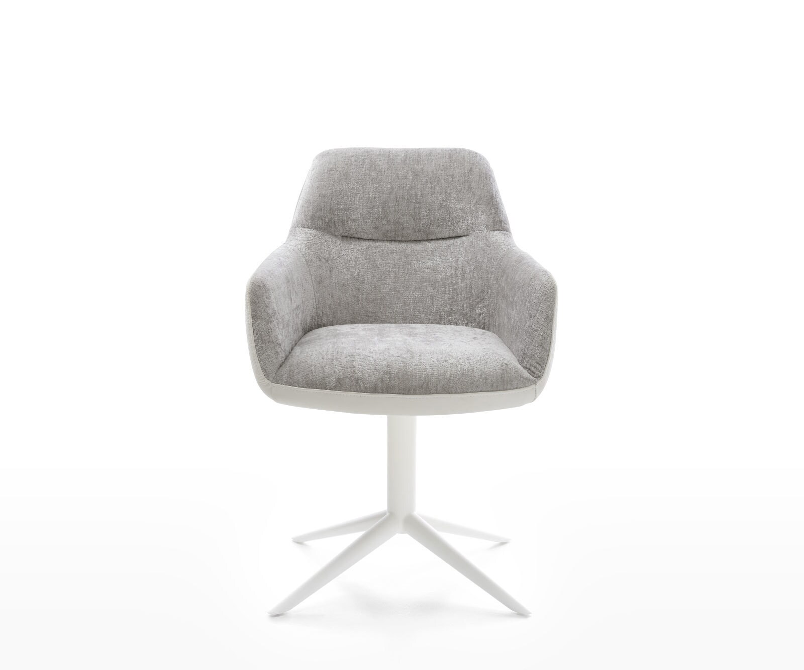 Draaistoel Pejo-Flex materiaalmix echt leer wit-zilver grijs kruispoot wit 360° draaibaar rocker-functie pocketveer kern 1