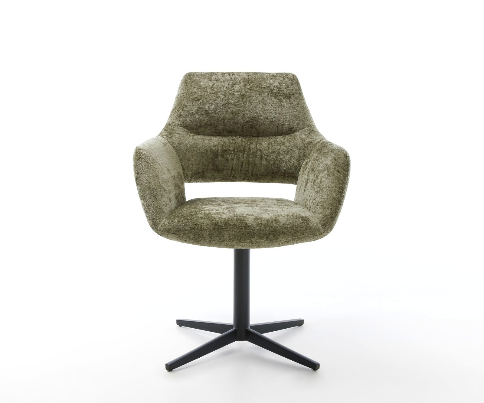 Draaistoel Yago-Flex met armleuning chenille olijfgroen kruispoot zwart 360° draaibaar pocketveer kern 1 Draaistoel Yago-Flex met armleuning chenille olijfgroen kruispoot zwart 360° draaibaar pocketveer kern 1
