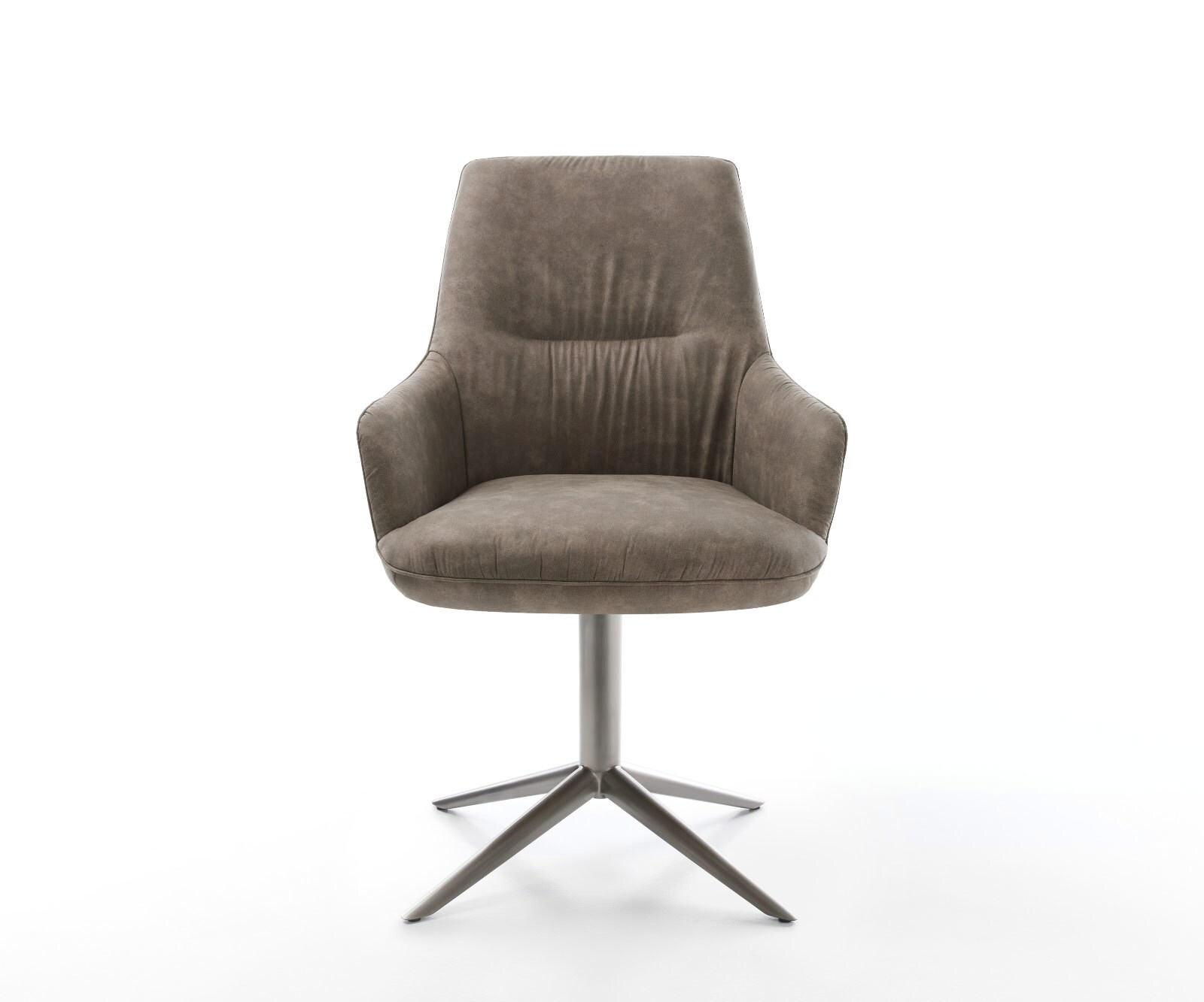 Draaistoel Zelia-Flex met armleuning microvelours taupe vintage kruispoot grafiet 360° draaibaar rocker-functie pocketveer kern 1