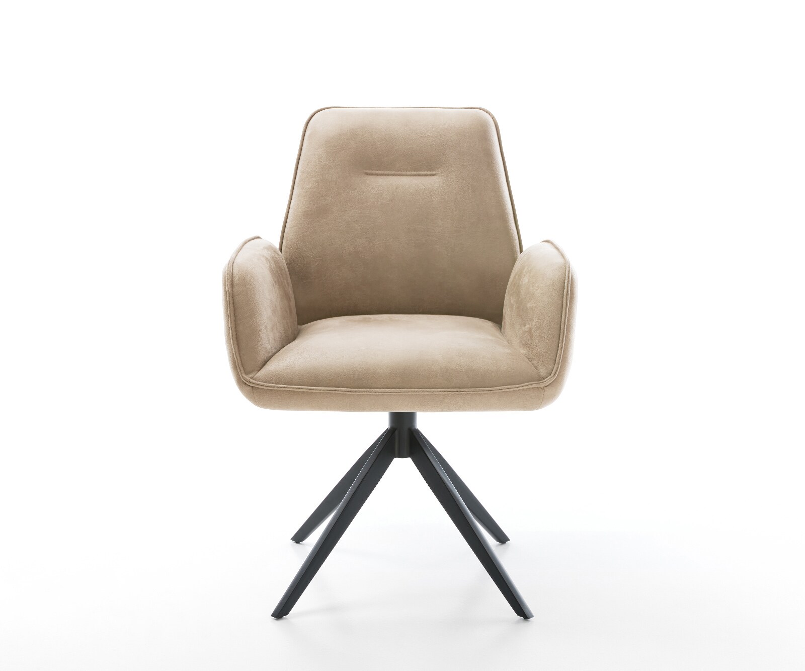 Draaistoel Zoa-Flex microvelours beige vintage kruisframe breed zwart 360° draaibaar rocker-functie pocketveer kern 2