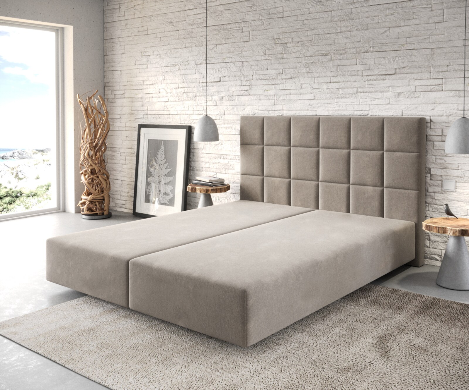 Boxspring-frame Dream-Fine 160x200 microvezel beige