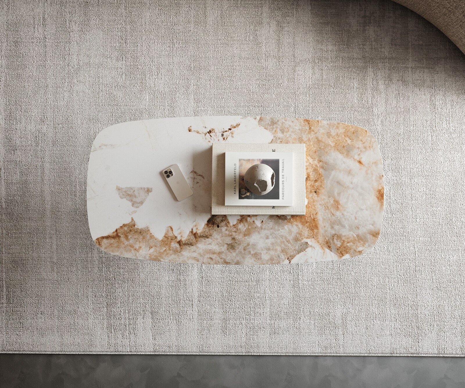 Salontafel Edge Boot 100x50 cm keramiek Minas Melange Sarity Metall effectafwerking titaan 4