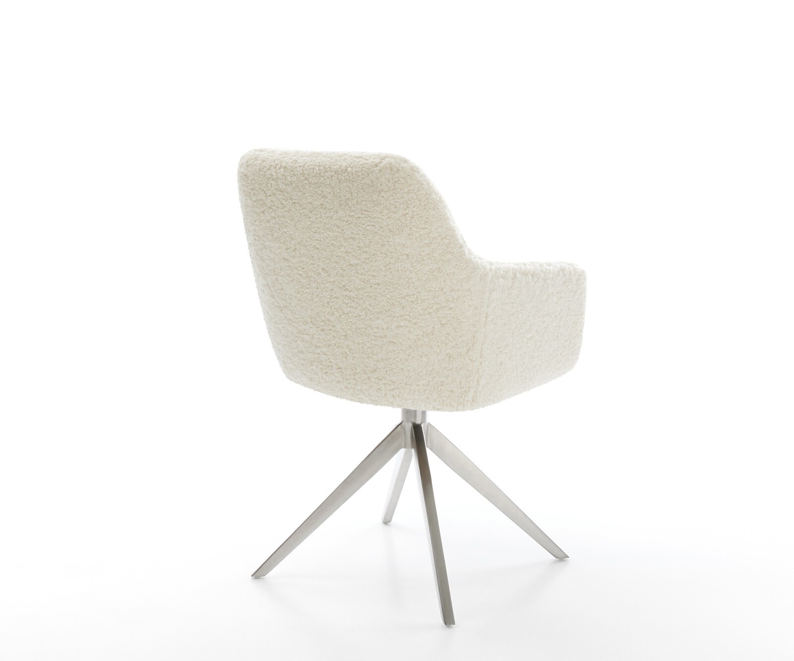 Draaistoel Pejo-Flex teddy beige kruisframe breed roestvrij staal 360° draaibaar rocker-functie pocketveer kern 5