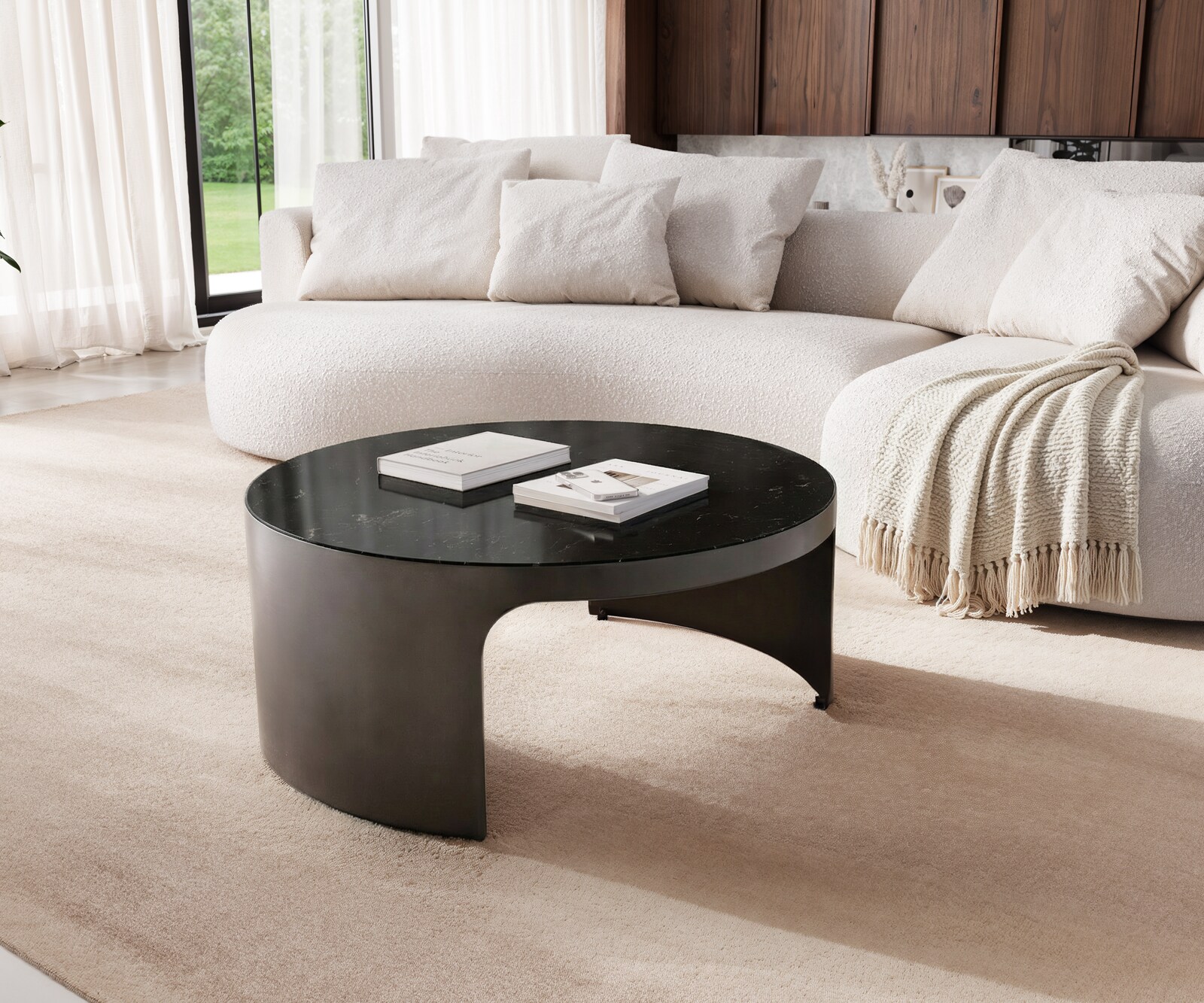 Salontafel Alerio 90x90 cm marmer zwart-zilver metaal Black Antique 1