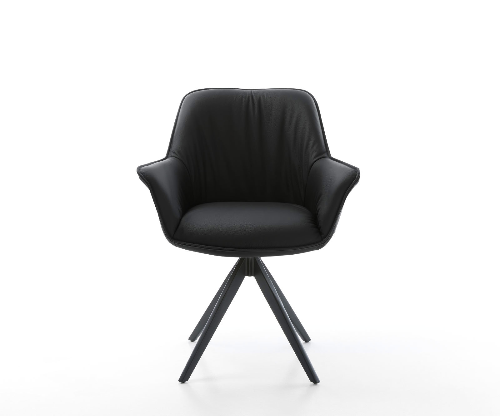 Eetkamerstoel Keila-Flex met armleuning echt leer zwart kruisframe hoekig zwart 2