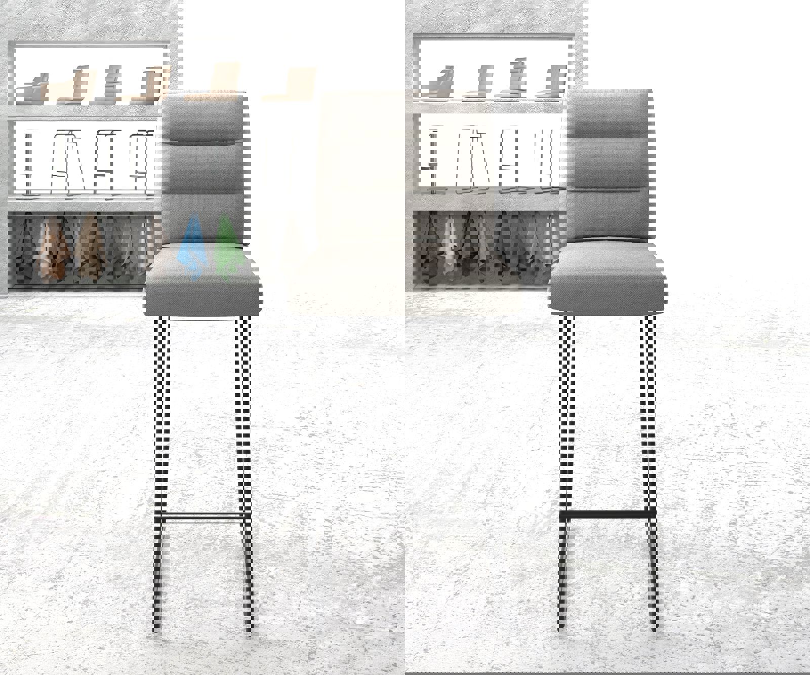 Barstoel Pela-Flex stripes lichtgrijs slipframe metaal 1 Barstoel Pela-Flex stripes lichtgrijs slipframe metaal 1