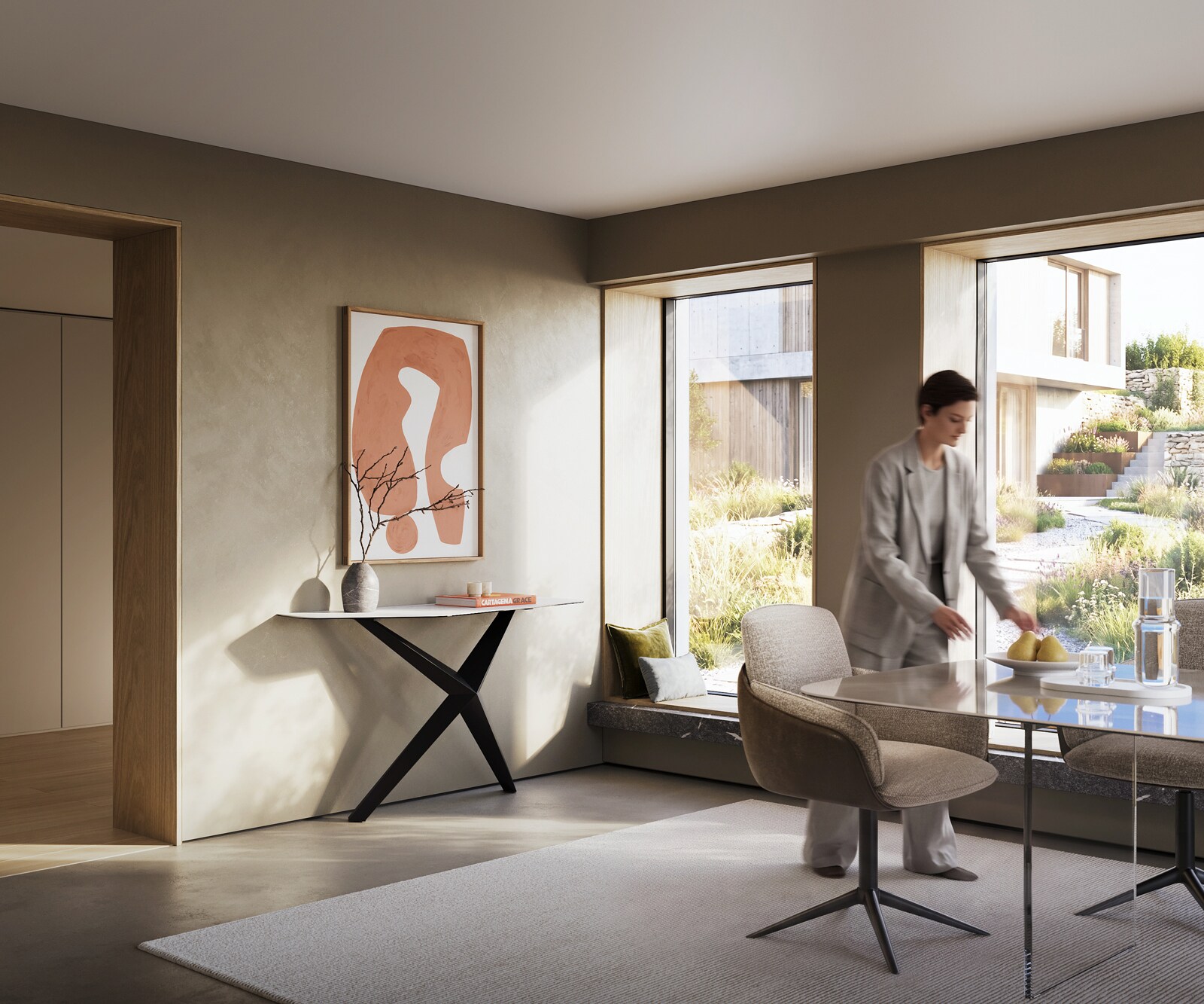 Consoletafel Edge Polygonaal 140x50 cm Keramiek Laminam® Statuarietto Weiß Zentharo Metaal Zwart 6