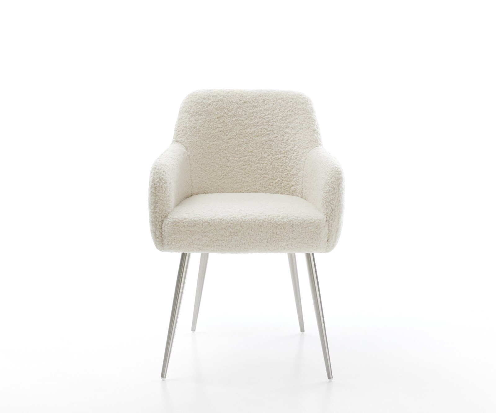 Eetkamerstoel Greg-Flex teddy beige 4-poot conisch roestvrij staal pocketveer kern 2