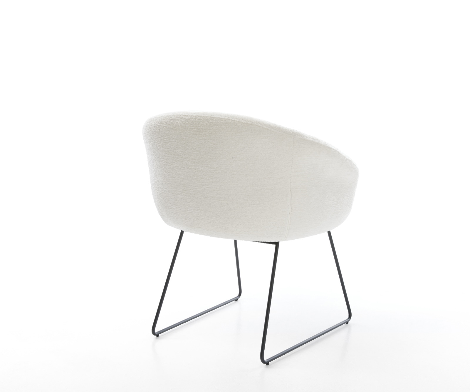 Eetkamerstoel Vinka-Flex met armleuning bouclé zacht beige slipframe zwart pocketveer kern 5