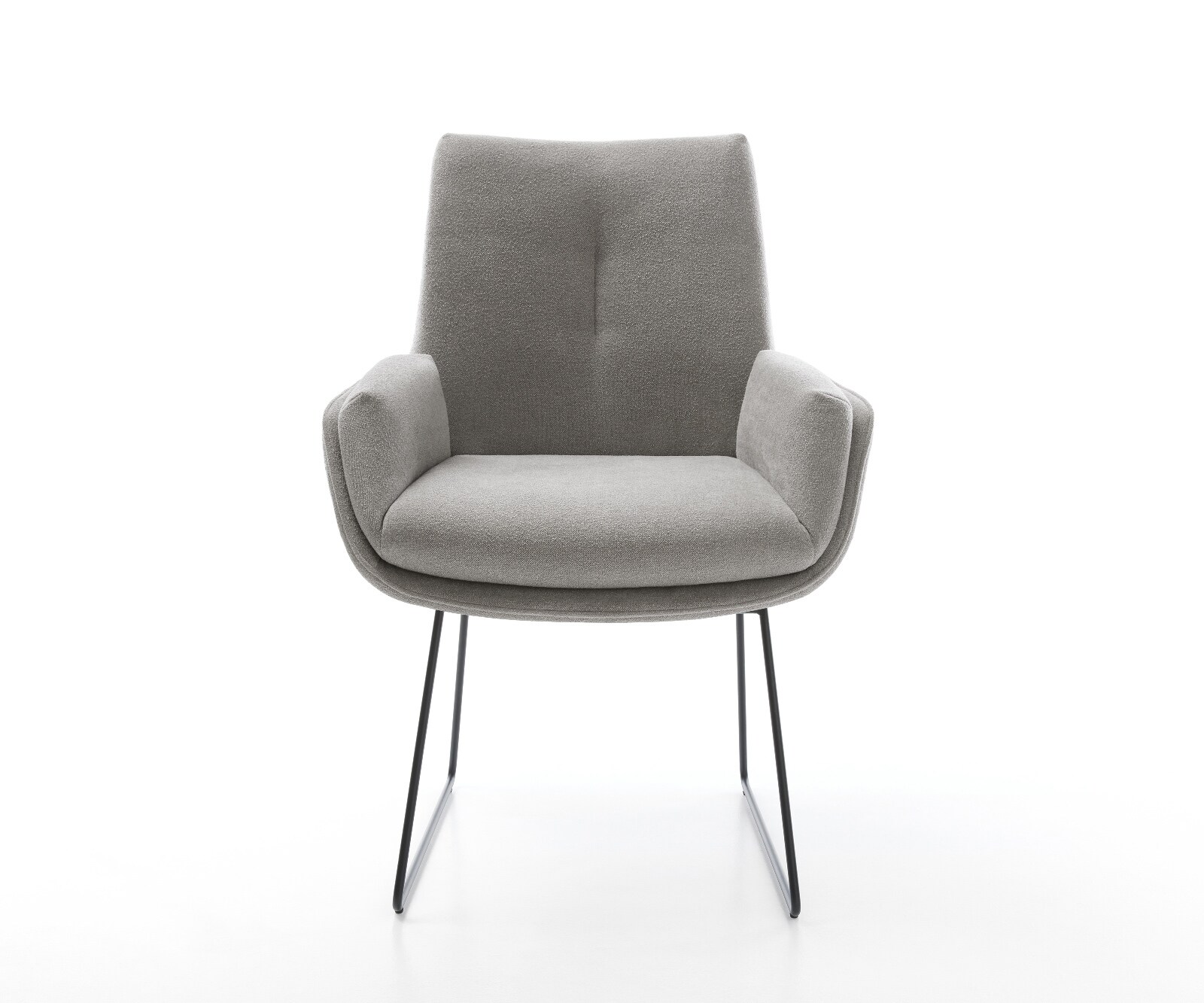 Eetkamerstoel Clea-Flex zachte stof met structuur grijs slipframe zwart pocketveer kern 2