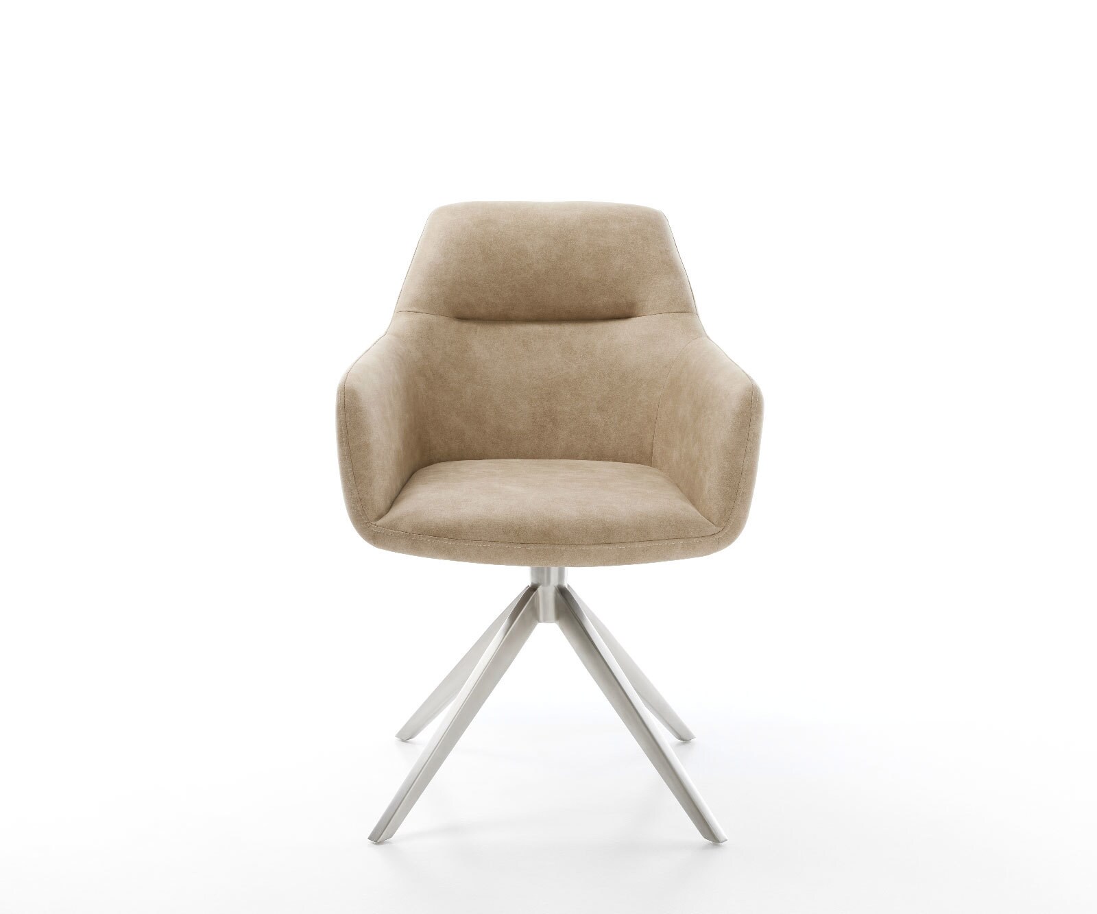 Draaistoel Pejo-Flex microvelours beige vintage kruisframe breed roestvrij staal 360° draaibaar rocker-functie pocketveer kern 1