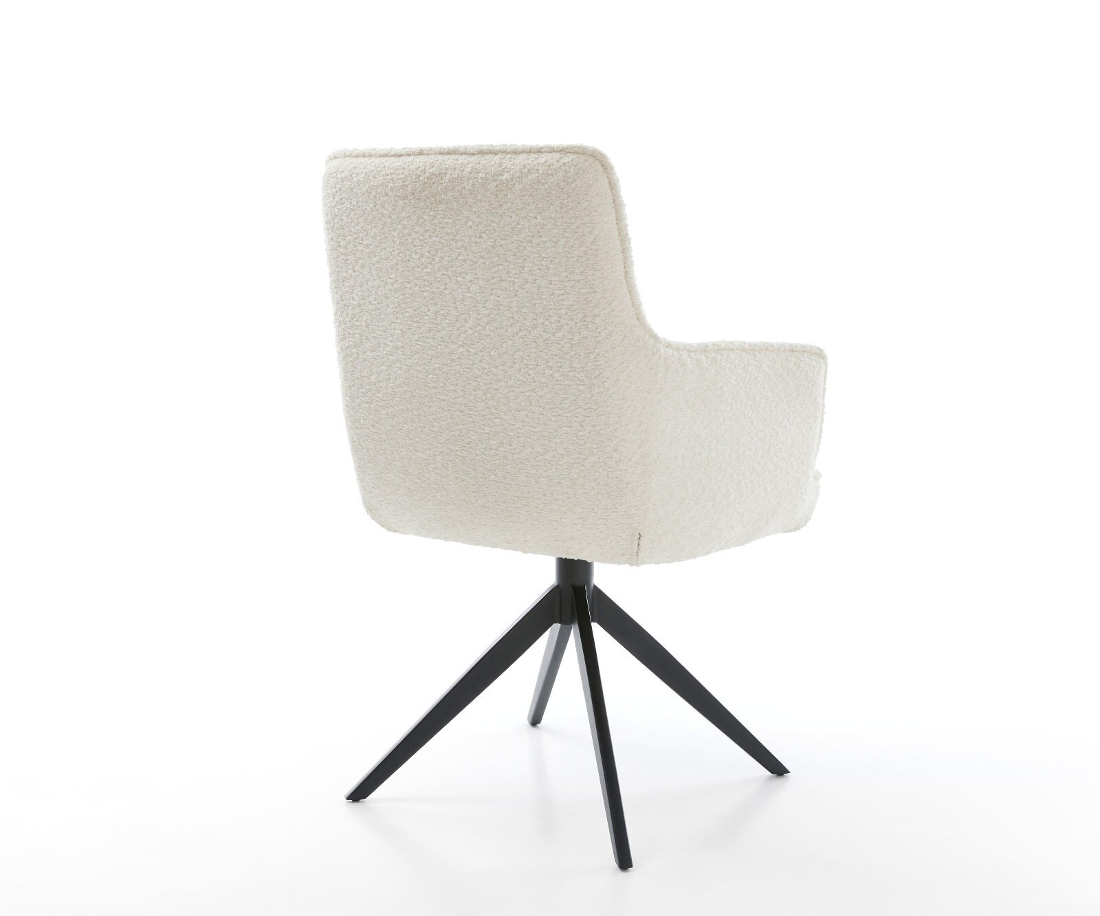 Draaistoel Heira-Flex met armleuning bouclé wit kruisframe breed zwart 360° draaibaar rocker-functie pocketveer kern 4