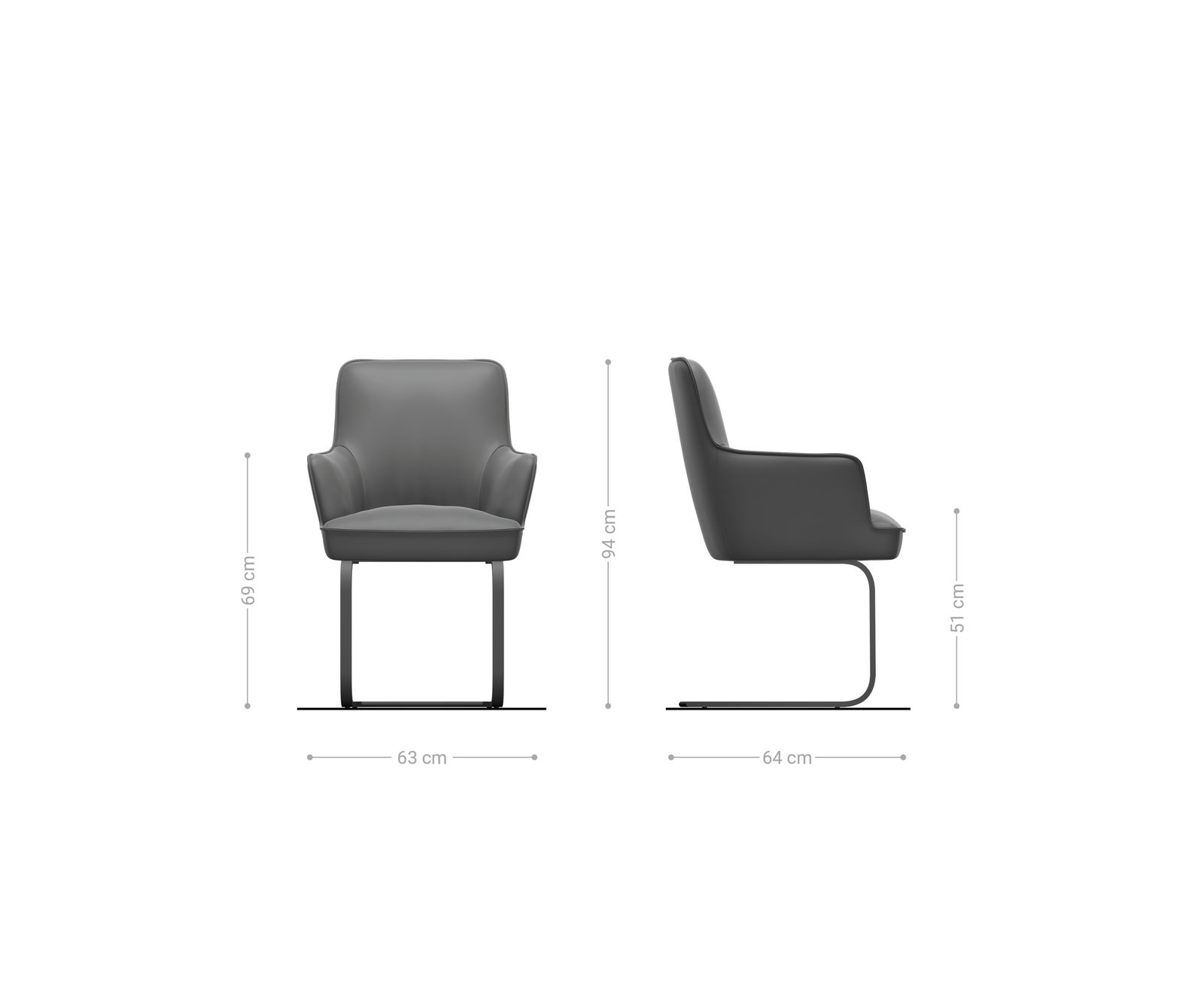 Sledemodel Heira-Flex met armleuning geweven stof beige sledemodel vlak grafiet pocketveer kern 6