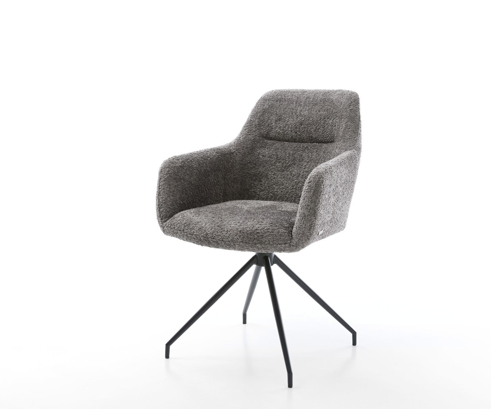 Eetkamerstoel Pejo-Flex bouclé grijs kruisframe conisch zwart pocketveer kern