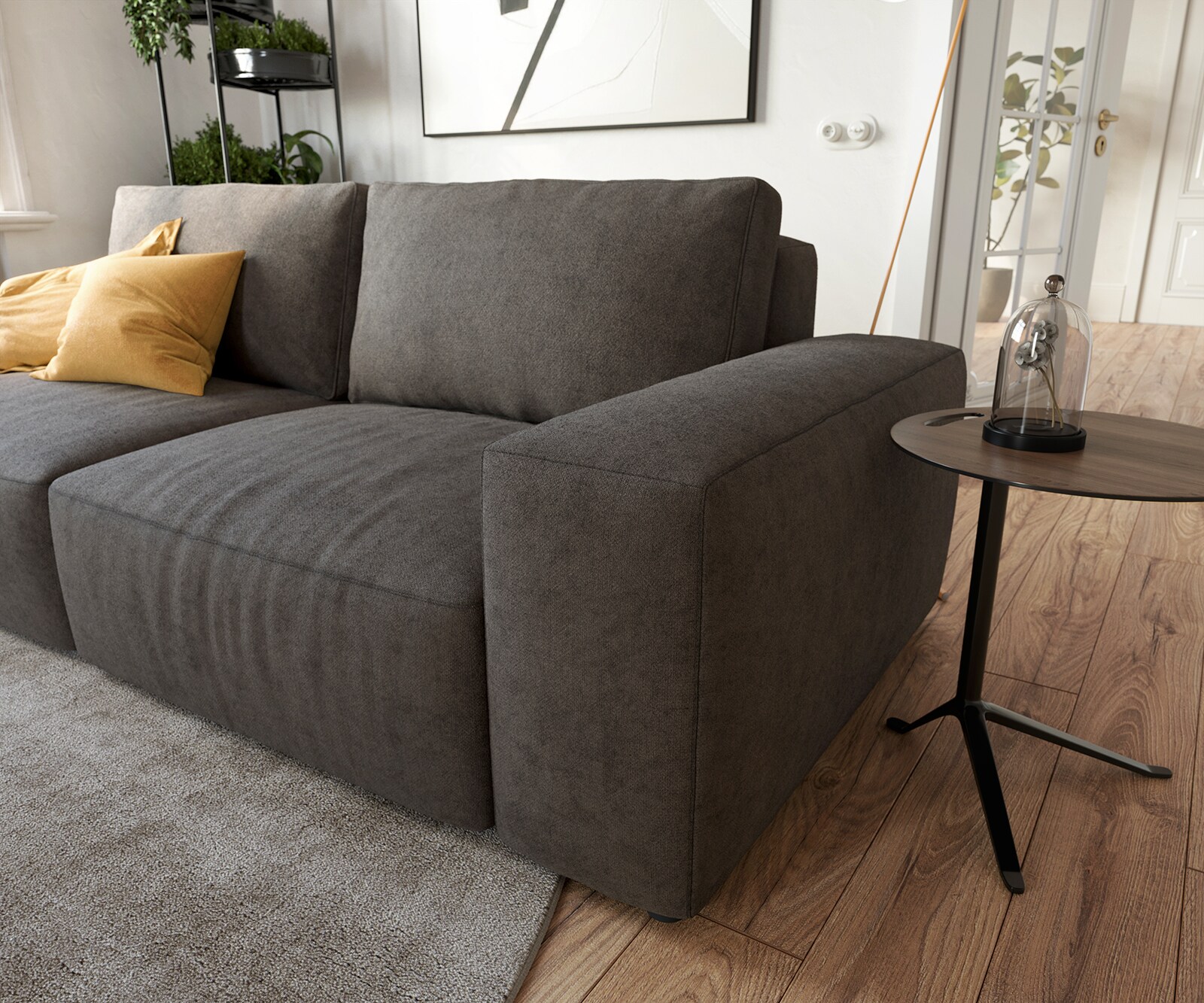 Big-sofa Lanzo 230x95 cm microvezel khakibruin met hocker 3