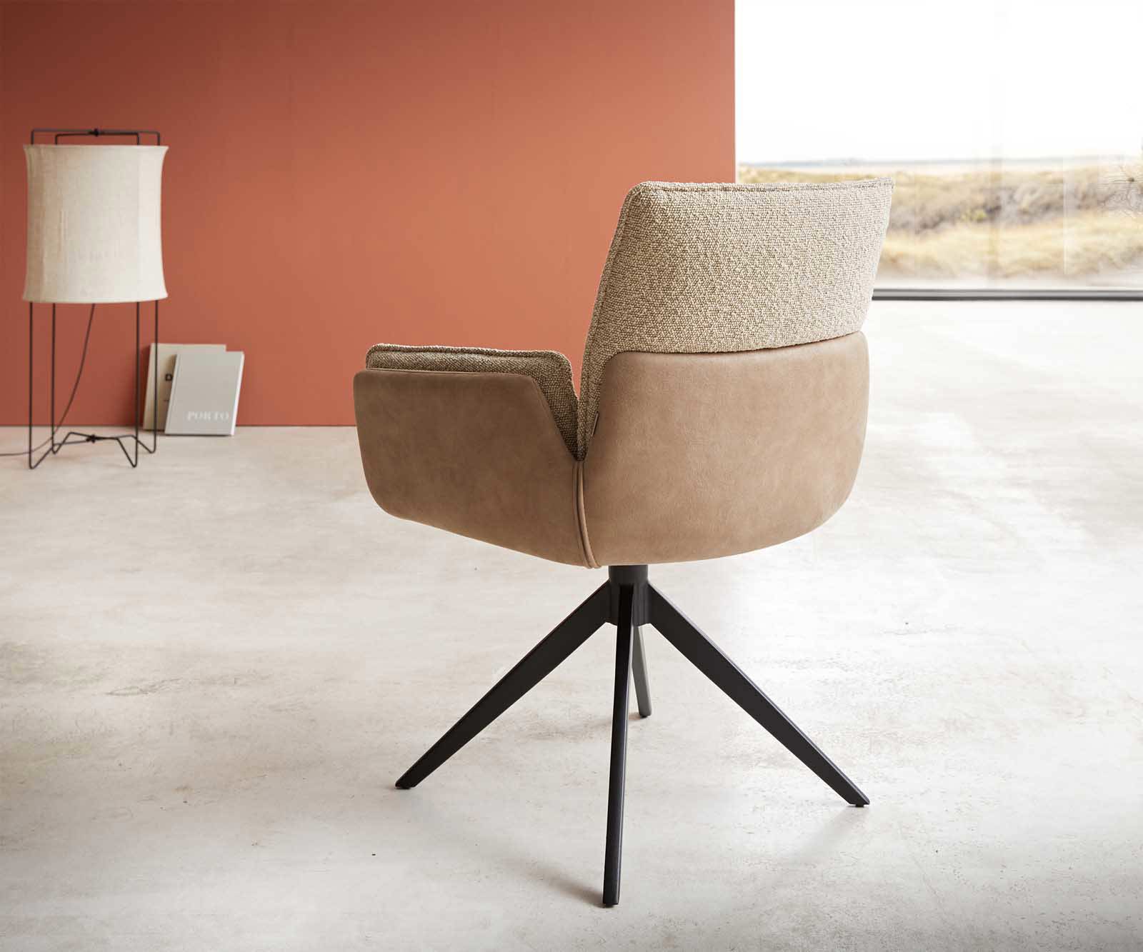 Draaistoel Nela-Flex materiaalmix mud kruisframe breed zwart 360° draaibaar 4 Draaistoel Nela-Flex materiaalmix mud kruisframe breed zwart 360° draaibaar 4