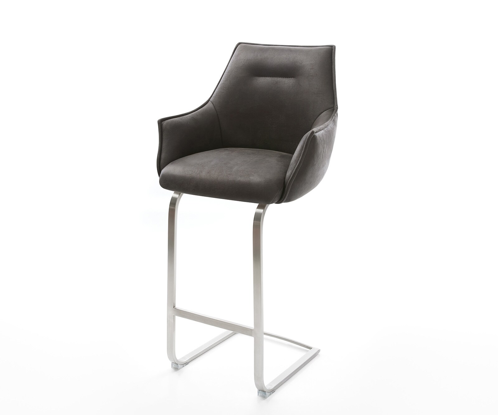 Barstoel Alja-Flex microvezel antraciet vintage sledestoel vlak RVS pocketvering
