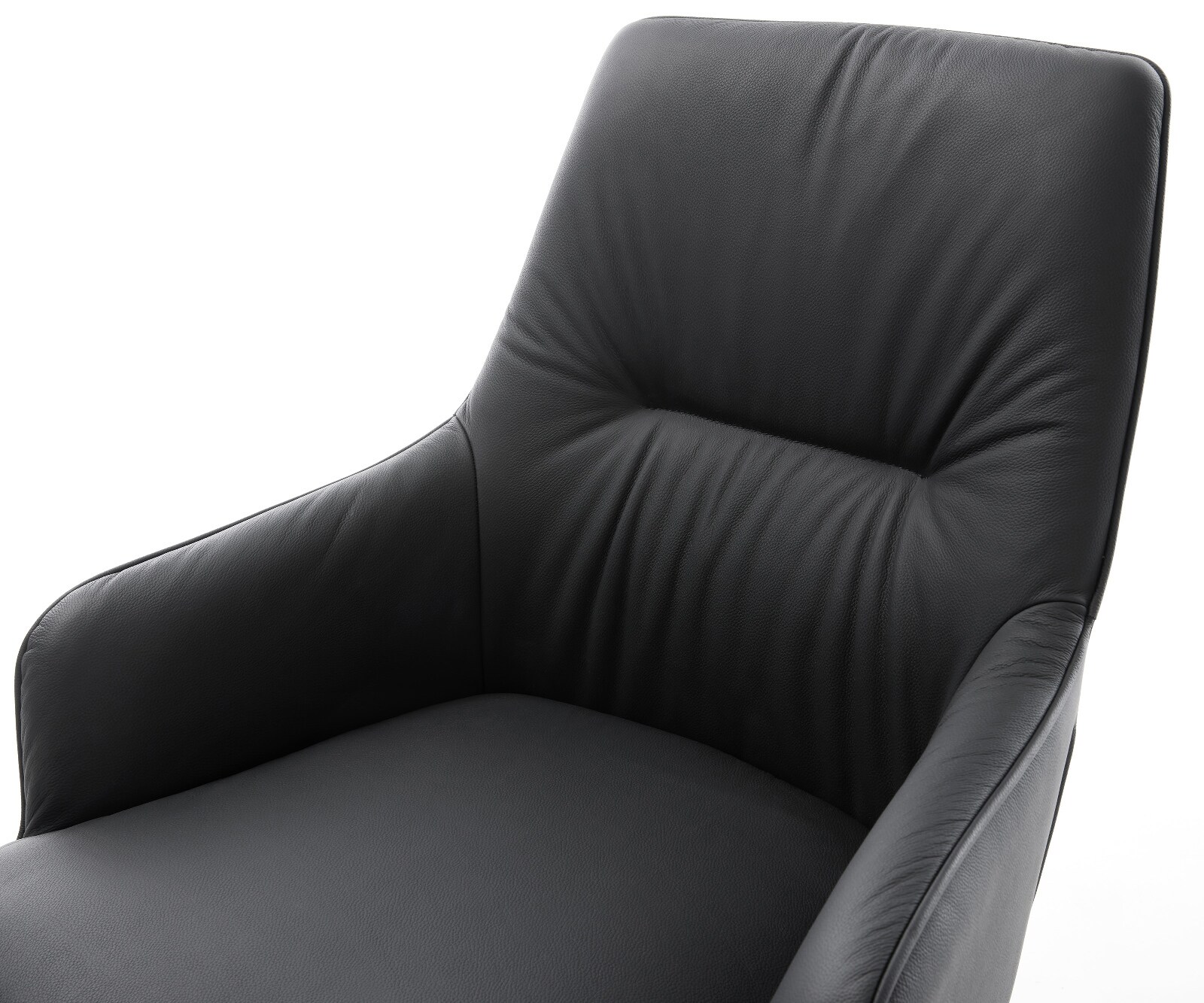 Draaistoel Zelia-Flex met armleuning echt leer zwart kruisframe breed afwerking met titanium 360° draaibaar rocker-functie pocketveer kern 4