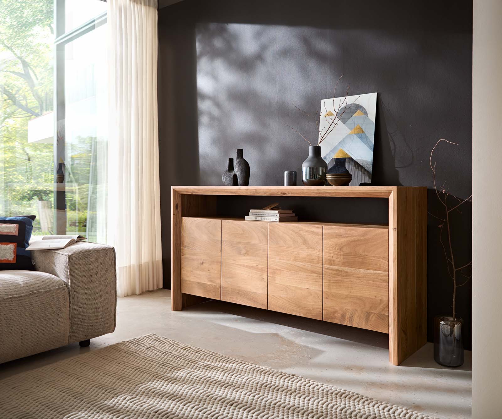 Dressoir Assuan 175 cm Acacia Natuur 4 deuren 1 vak Dressoir Assuan 175 cm Acacia Natuur 4 deuren 1 vak