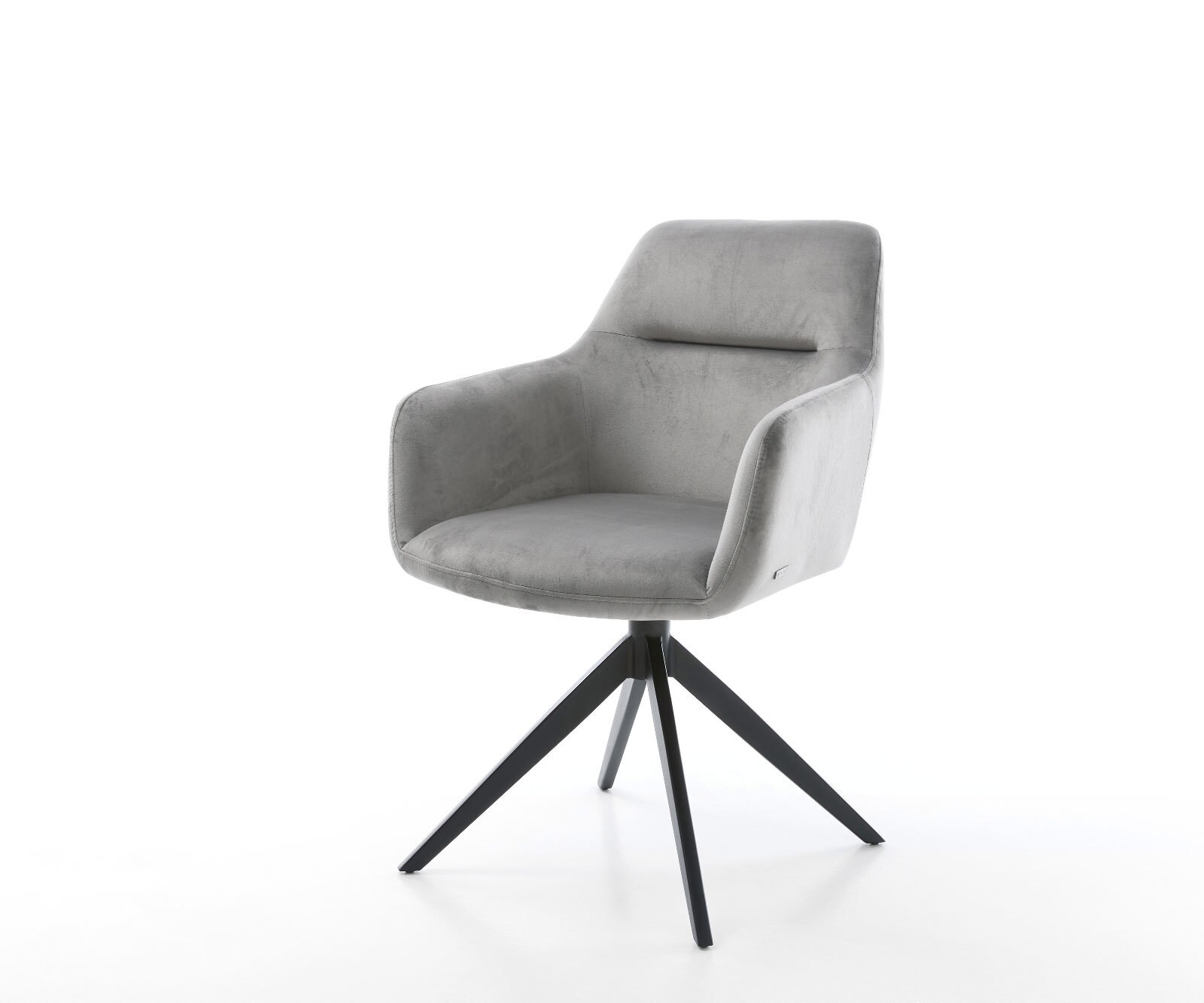 Draaistoel Pejo-Flex fluweel grijs kruisframe breed zwart 360° draaibaar rocker-functie pocketveer kern