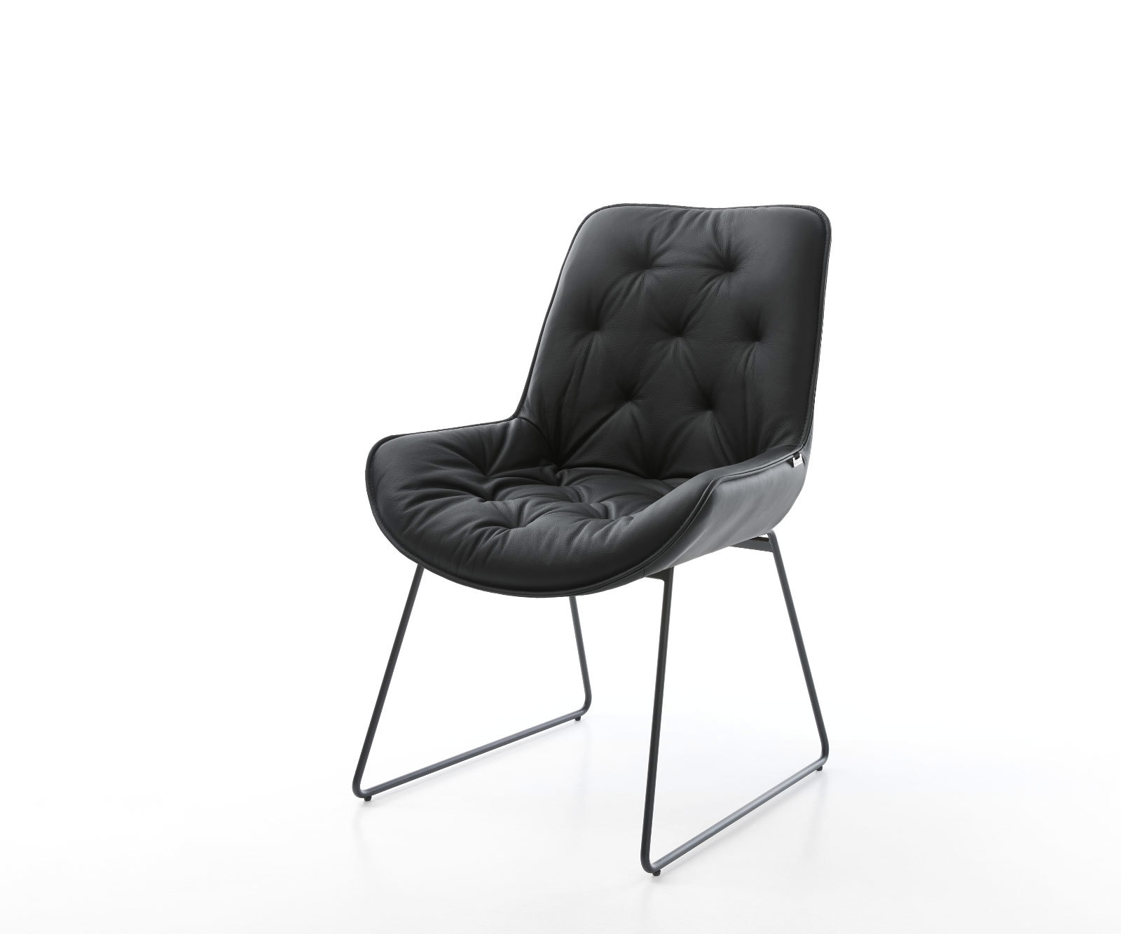 Eetkamerstoel Taimi-Flex echt leer zwart slipframe zwart Eetkamerstoel Taimi-Flex echt leer zwart slipframe zwart