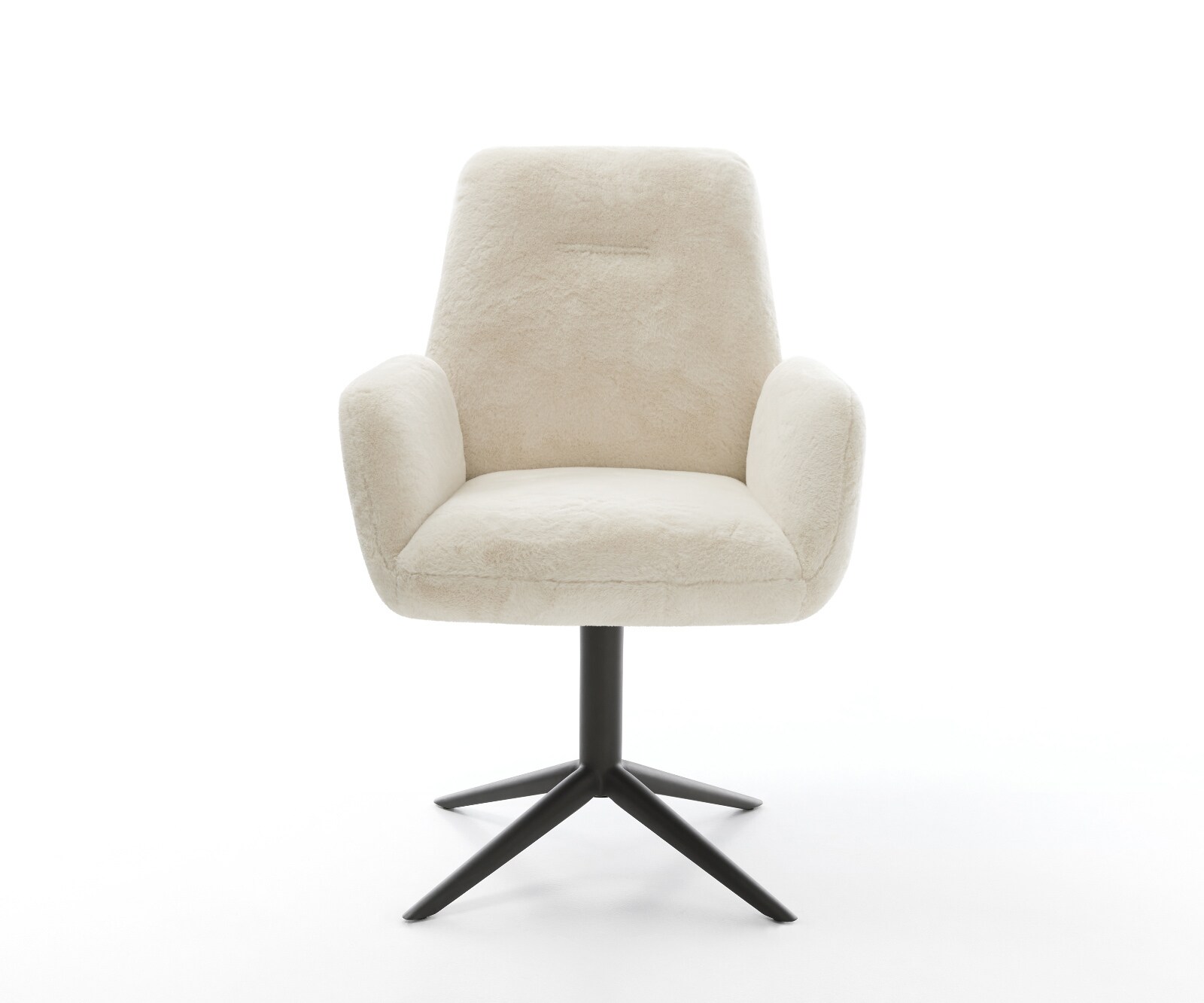 Draaistoel Zoa-Flex pluchen crème-wit kruispoot zwart 360° draaibaar rocker-functie pocketveer kern 2