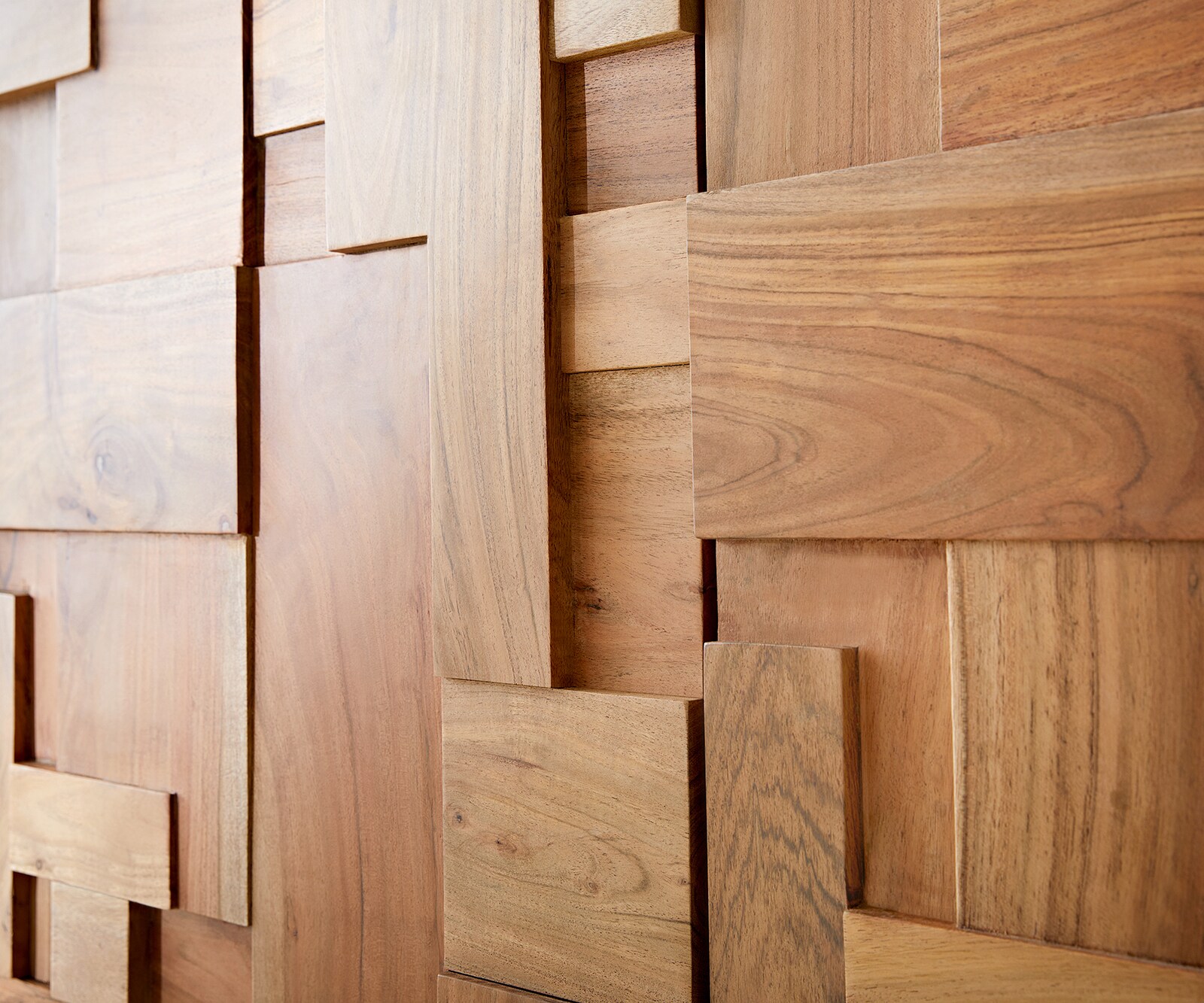 Dressoir Puzzle 175 cm acacia natuur 3 deurs poot zwevend metaal zwart 2