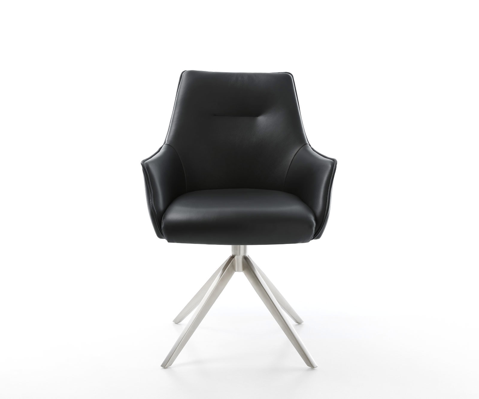 Draaistoel Alja-Flex met armleuning echt leer zwart kruisframe breed roestvrij staal 360° draaibaar rocker-functie pocketveer kern 1 Draaistoel Alja-Flex met armleuning echt leer zwart kruisframe breed roestvrij staal 360° draaibaar rocker-functie pocketveer kern 1