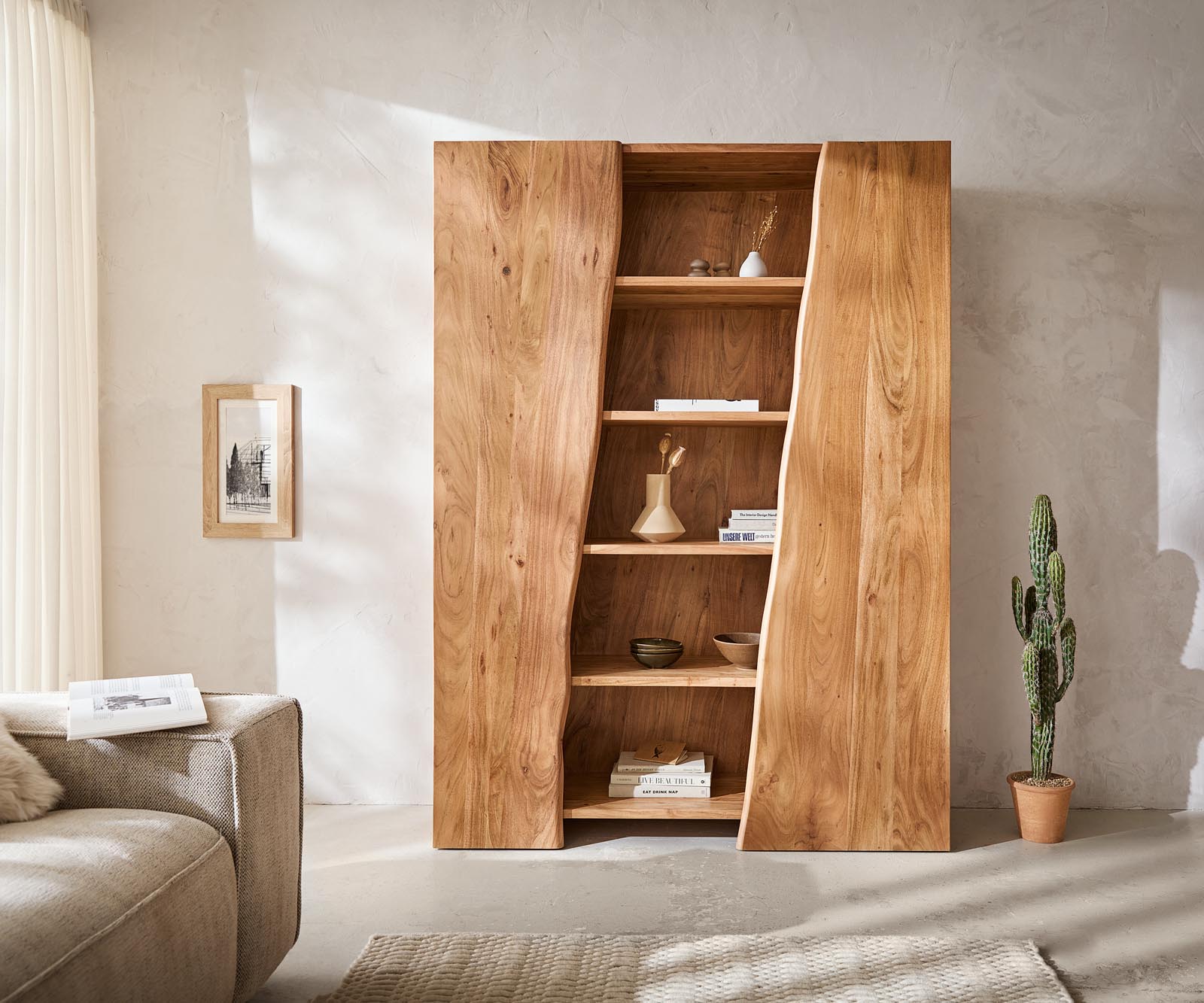 Kast Live-Edge 140x195 cm Acacia Natuur 2 deuren 1