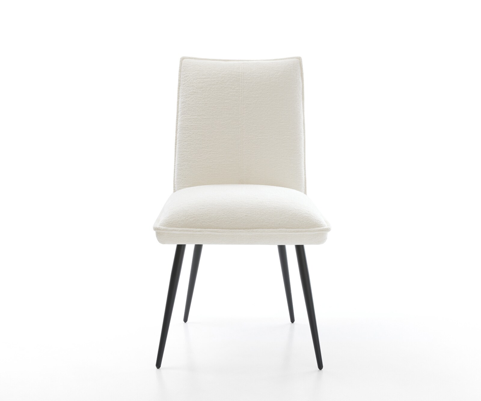 Eetkamerstoel Lelio-Flex bouclé zacht beige 4-poot conisch zwart pocketveer kern 1