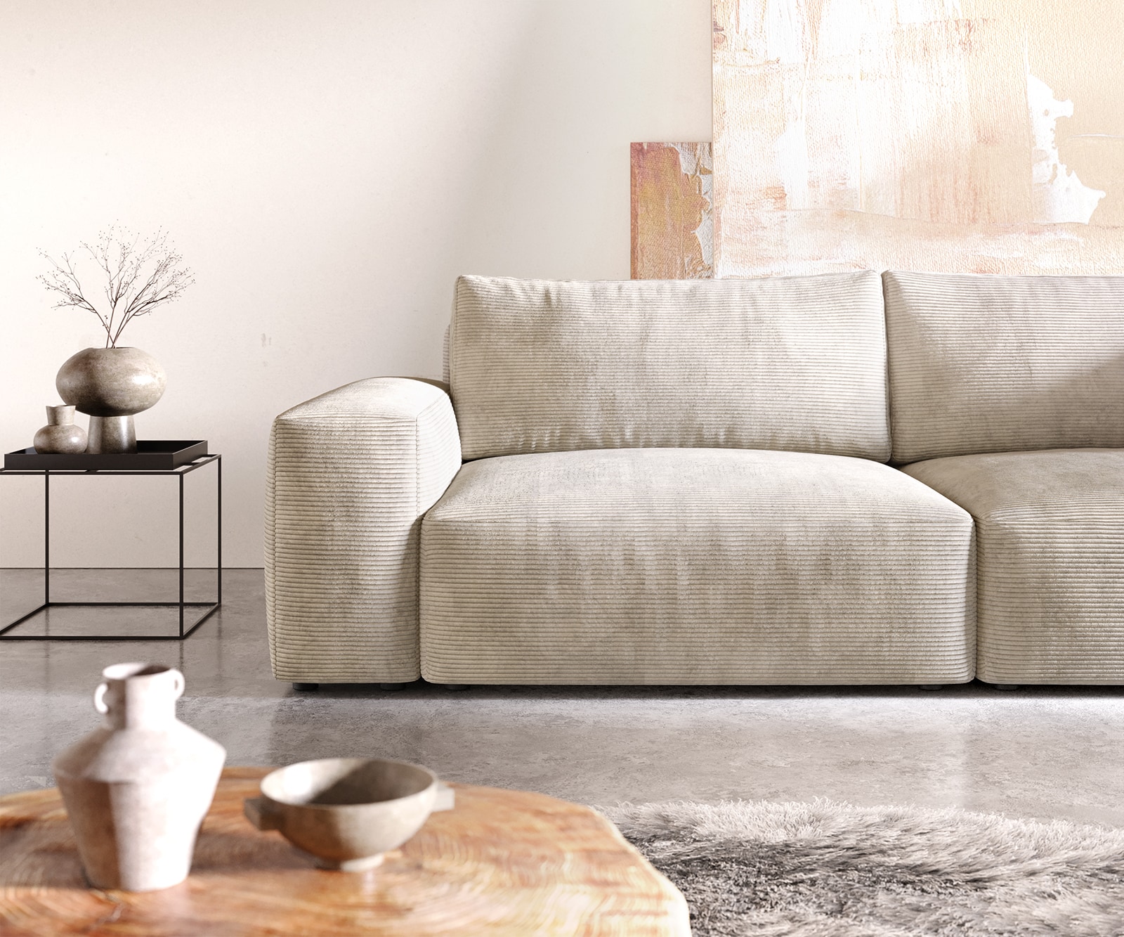 Big-sofa Lanzo XL 270x130 cm corduroy beige 4 Big-sofa Lanzo XL 270x130 cm corduroy beige 4