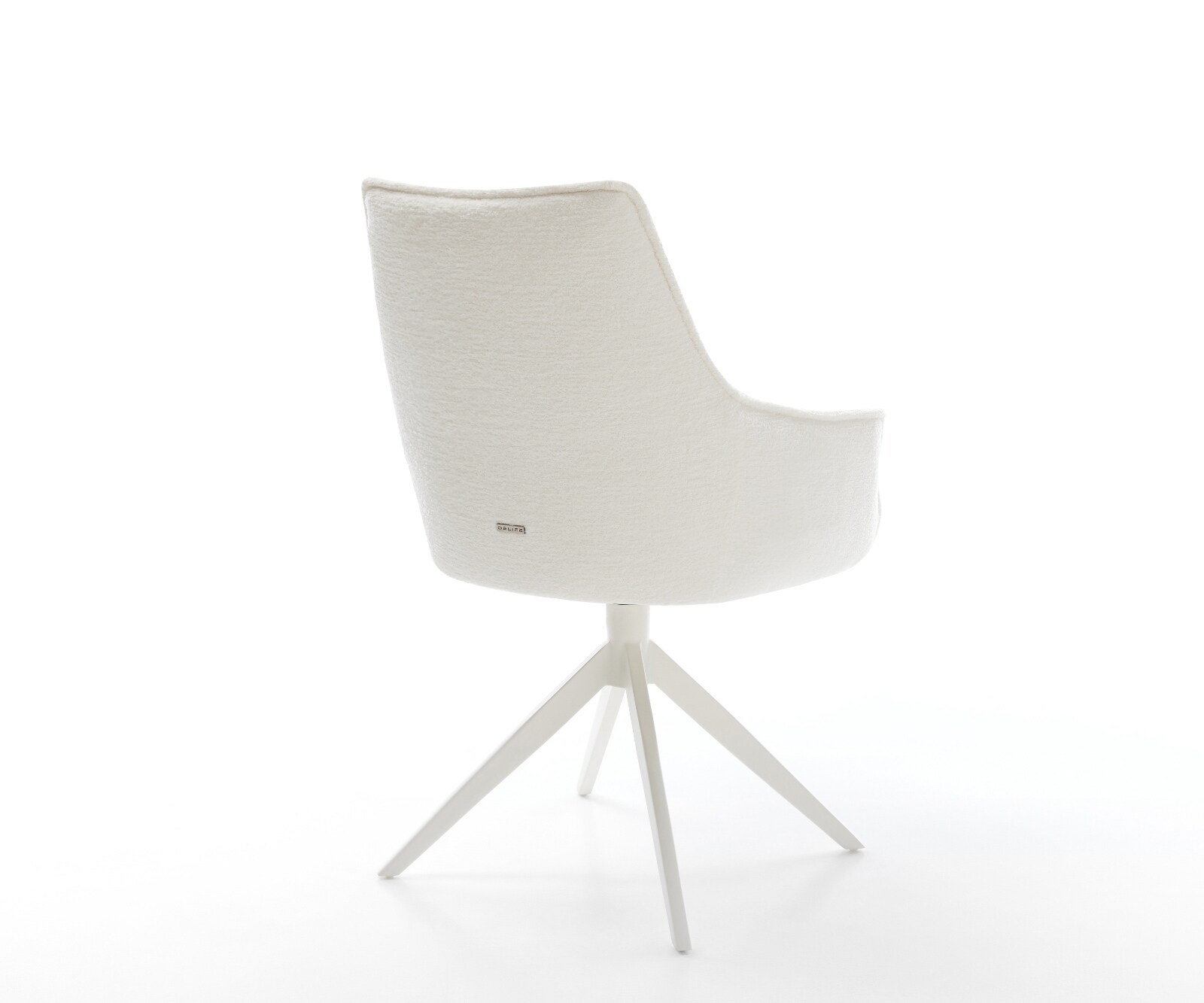 Draaistoel Alja-Flex met armleuning bouclé zacht beige kruisframe breed wit 360° draaibaar rocker-functie pocketveer kern 5