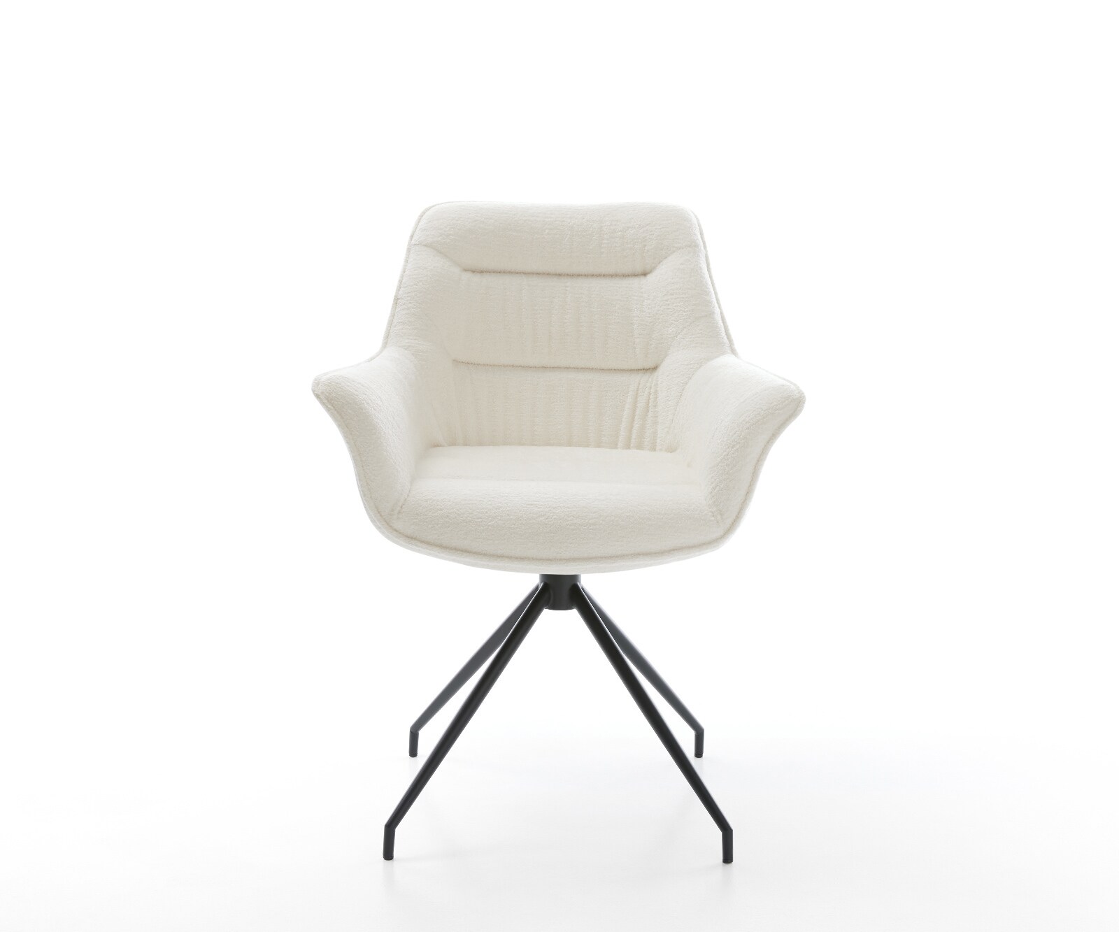 Eetkamerstoel Kaira-Flex bouclé zacht beige kruisframe conisch zwart 1
