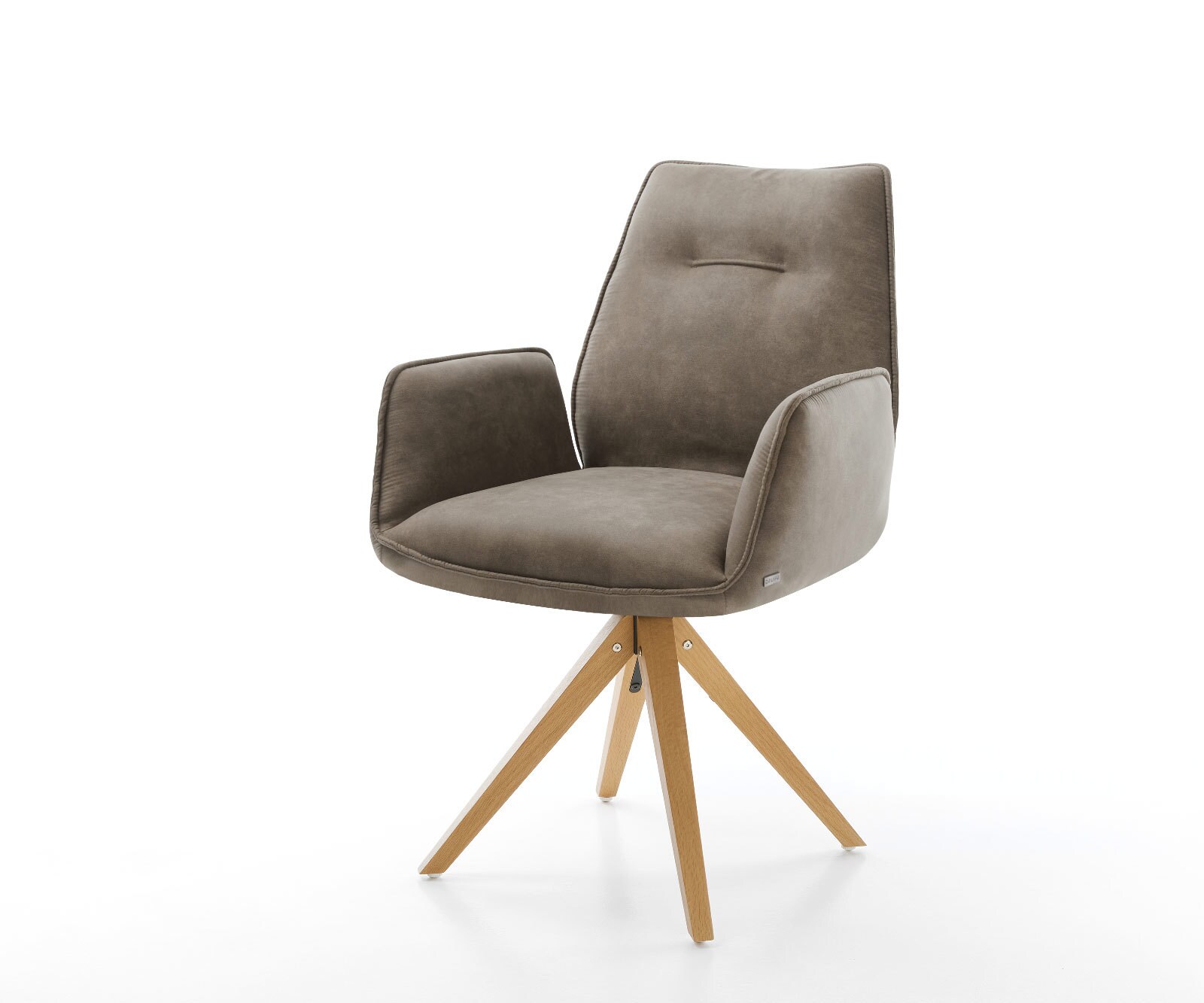 Eetkamerstoel Zoa-Flex microvelours taupe vintage houten frame hoekig natuur pocketveer kern