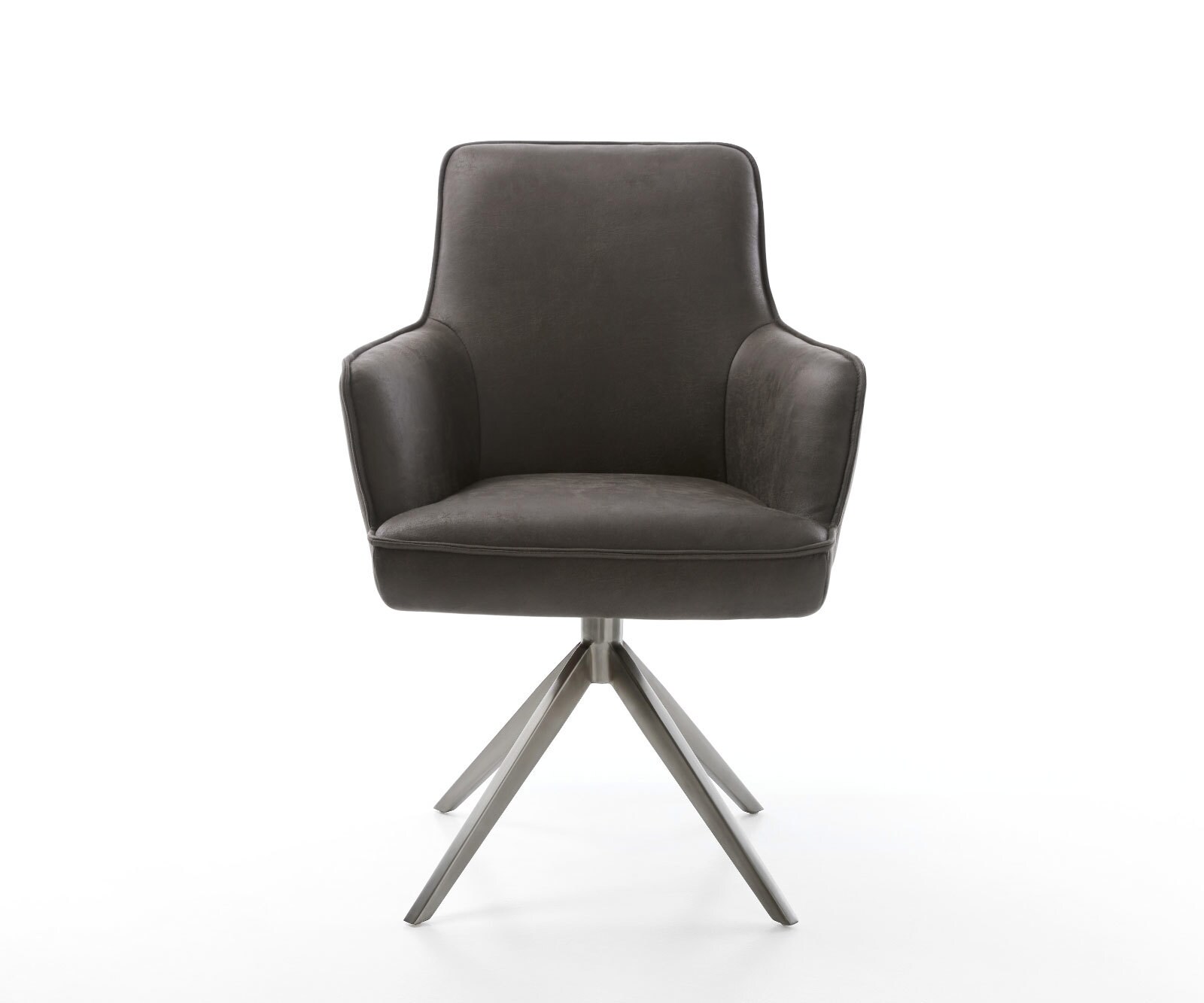 Draaistoel Heira-Flex met armleuning microvelours antraciet vintage kruisframe breed grafiet 360° draaibaar rocker-functie pocketveer kern 1