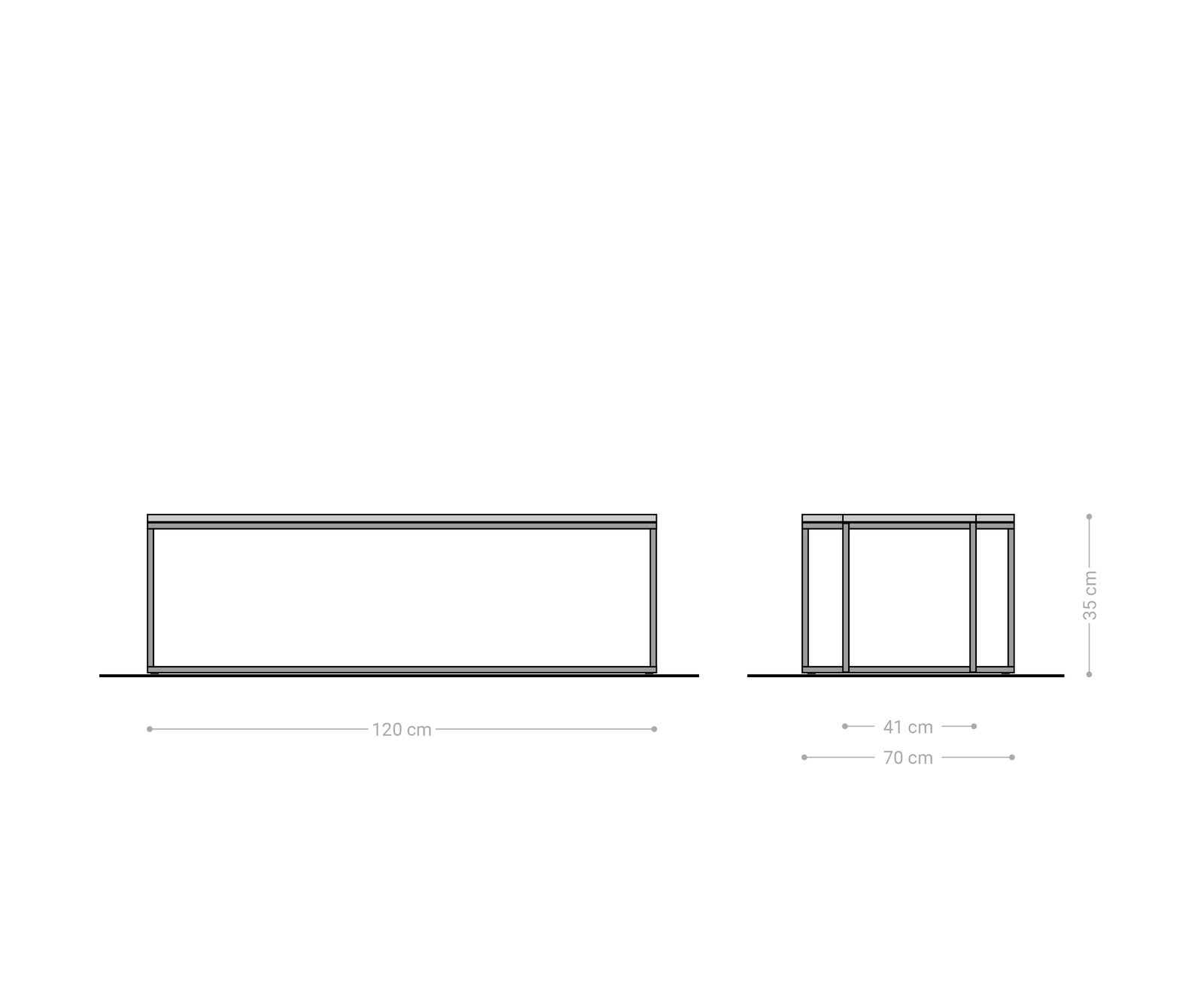 Bijzettafel Tatius 120x40/70 natuur  acacia onderstel zwart bijpassend Sirpio trapeziumtafel 5