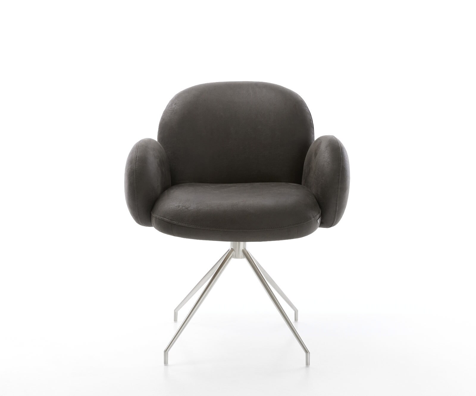 Draaistoel Nube-Flex met armleuning microvelours antraciet vintage kruisframe conisch roestvrij staal 180° draaibaar pocketveer kern 1 Draaistoel Nube-Flex met armleuning microvelours antraciet vintage kruisframe conisch roestvrij staal 180° draaibaar pocketveer kern 1