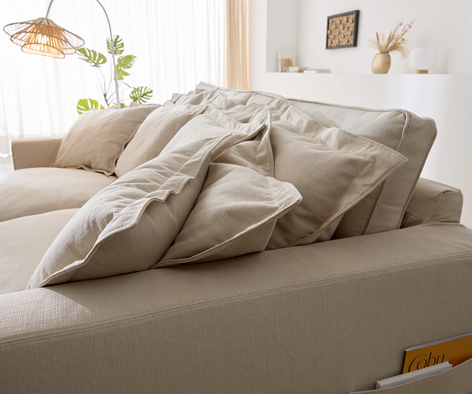 Hoezenbank Noelia 240x145 cm ivoor met kussens 5