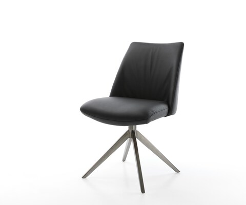 Draaistoel Elso-Flex echt leer zwart kruisframe breed grafiet 360° draaibaar rocker-functie pocketveer kern