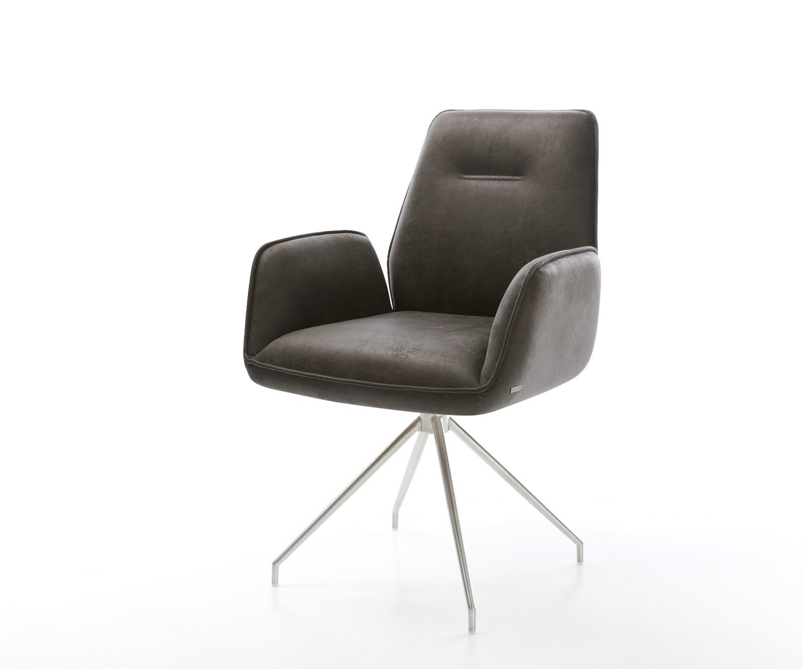 Eetkamerstoel Zoa-Flex microvelours antraciet vintage kruisframe conisch roestvrij staal pocketveer kern