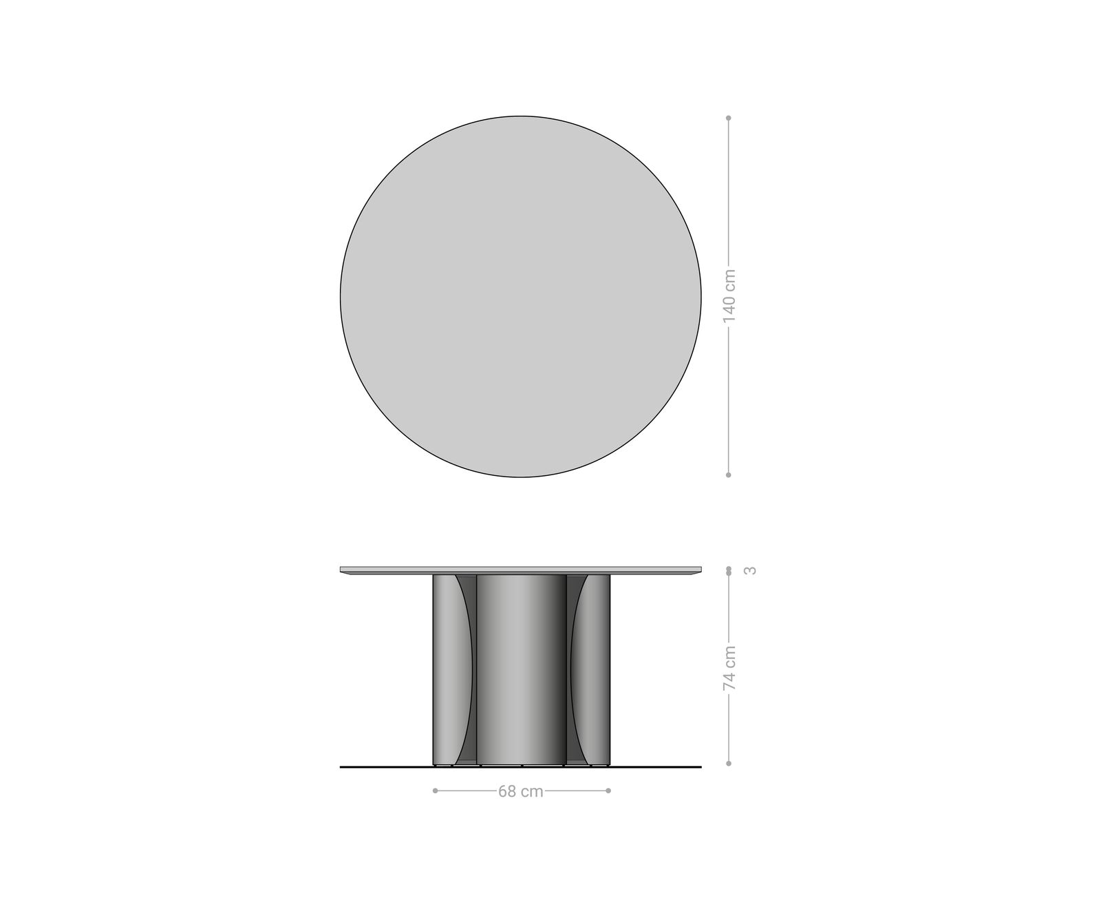 Eettafel Adenza rond 140x140 cm marmer zwart goud metaal goud fusion afwerking 6