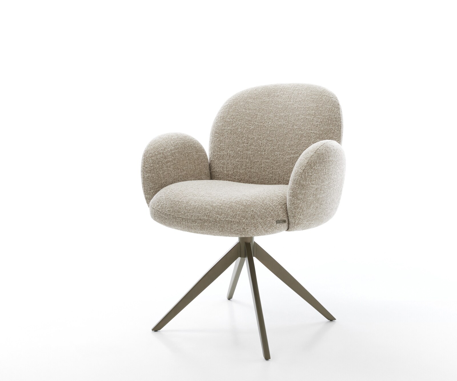 Draaistoel Nube-Flex met armleuning geweven stof beige kruisframe breed afwerking met titanium 360° draaibaar rocker-functie pocketveer kern 1