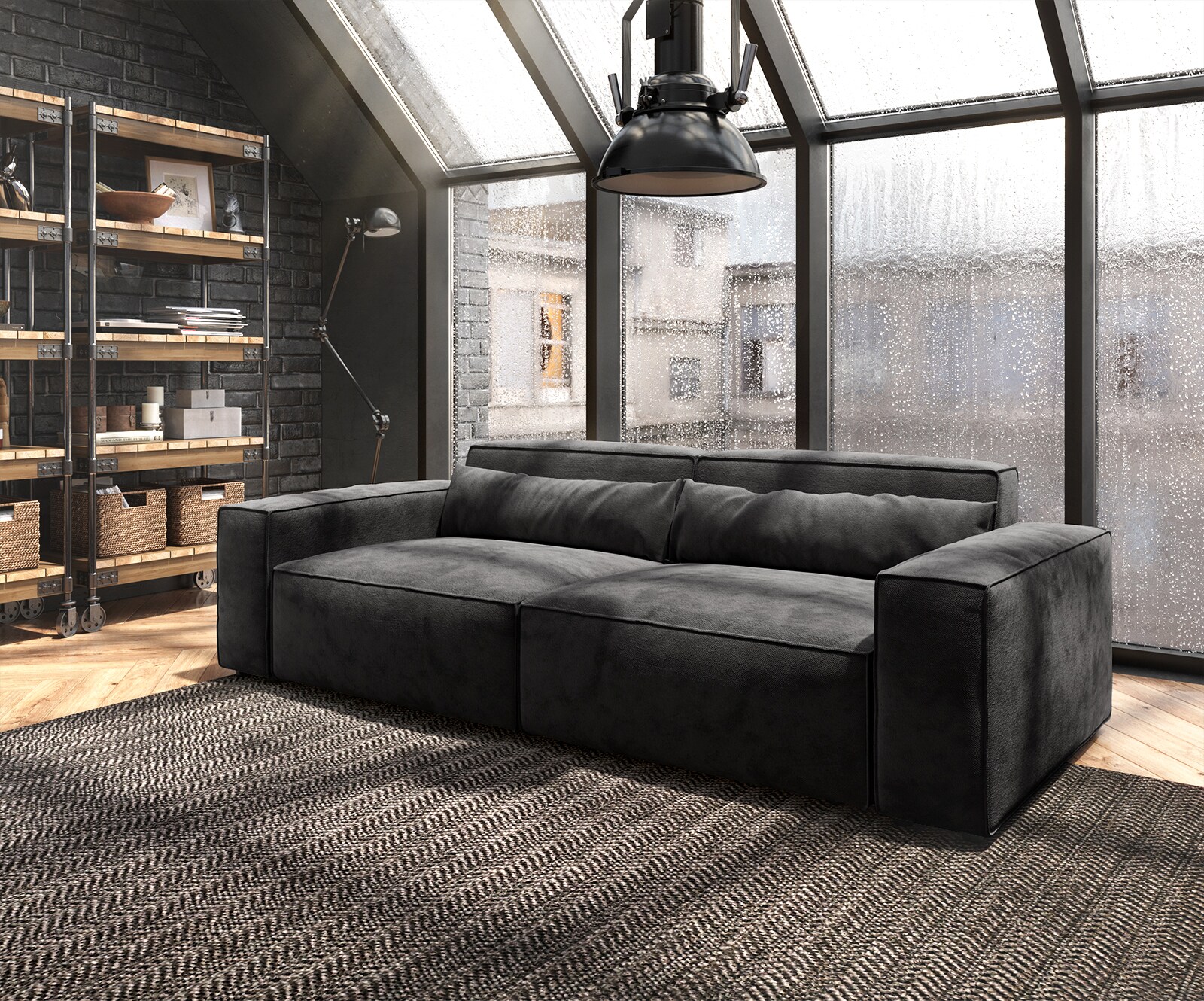Grote bank Sirpio 230x95 cm microvezel zwart