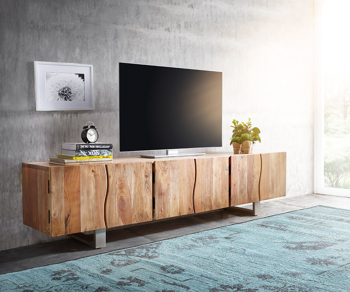  TV-tafel Live-Edge 220 cm 6 deuren boomrand Lowboard	