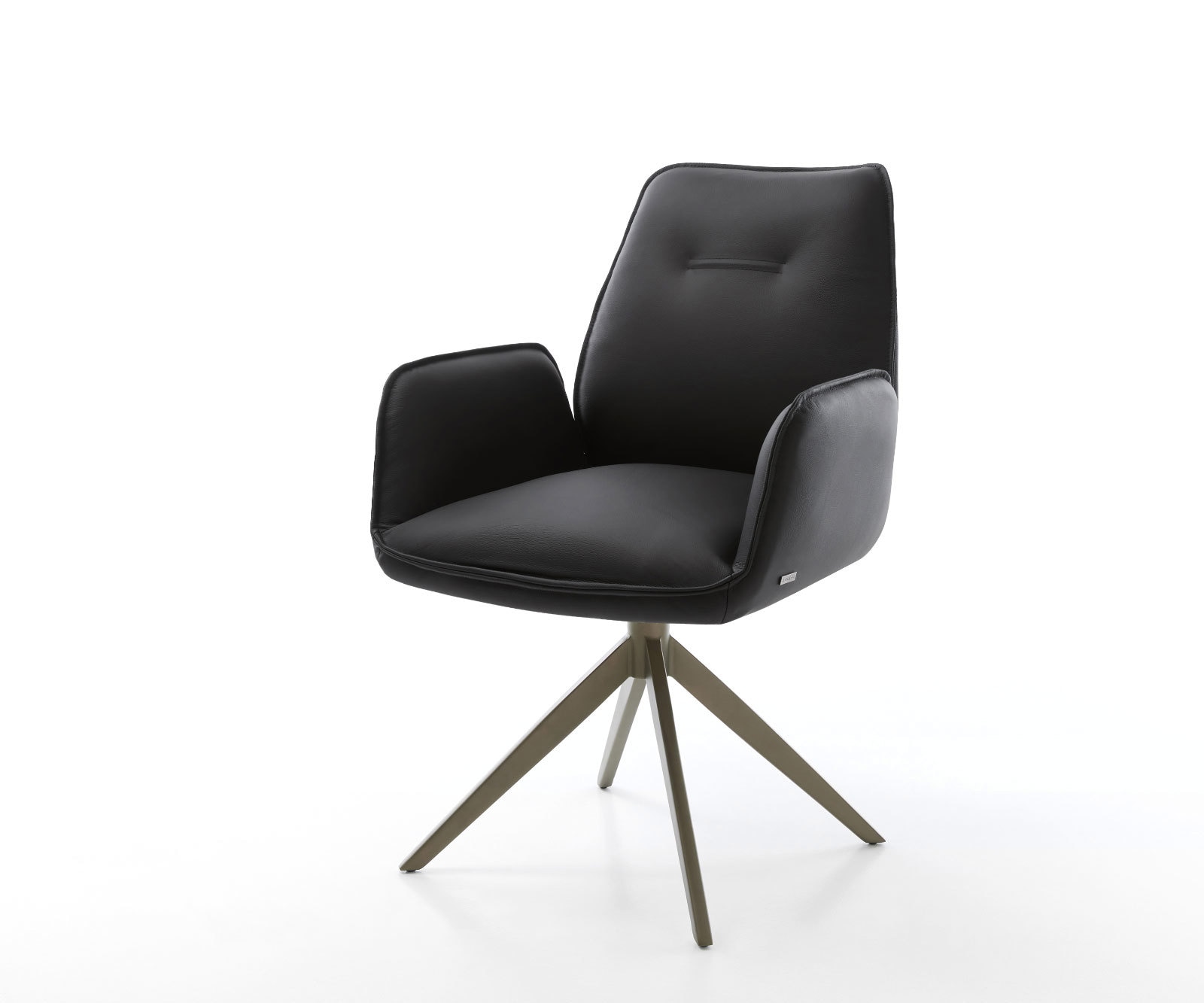 Draaistoel Zoa-Flex echt leer zwart kruisframe breed afwerking met titanium 360° draaibaar rocker-functie pocketveer kern Draaistoel Zoa-Flex echt leer zwart kruisframe breed afwerking met titanium 360° draaibaar rocker-functie pocketveer kern