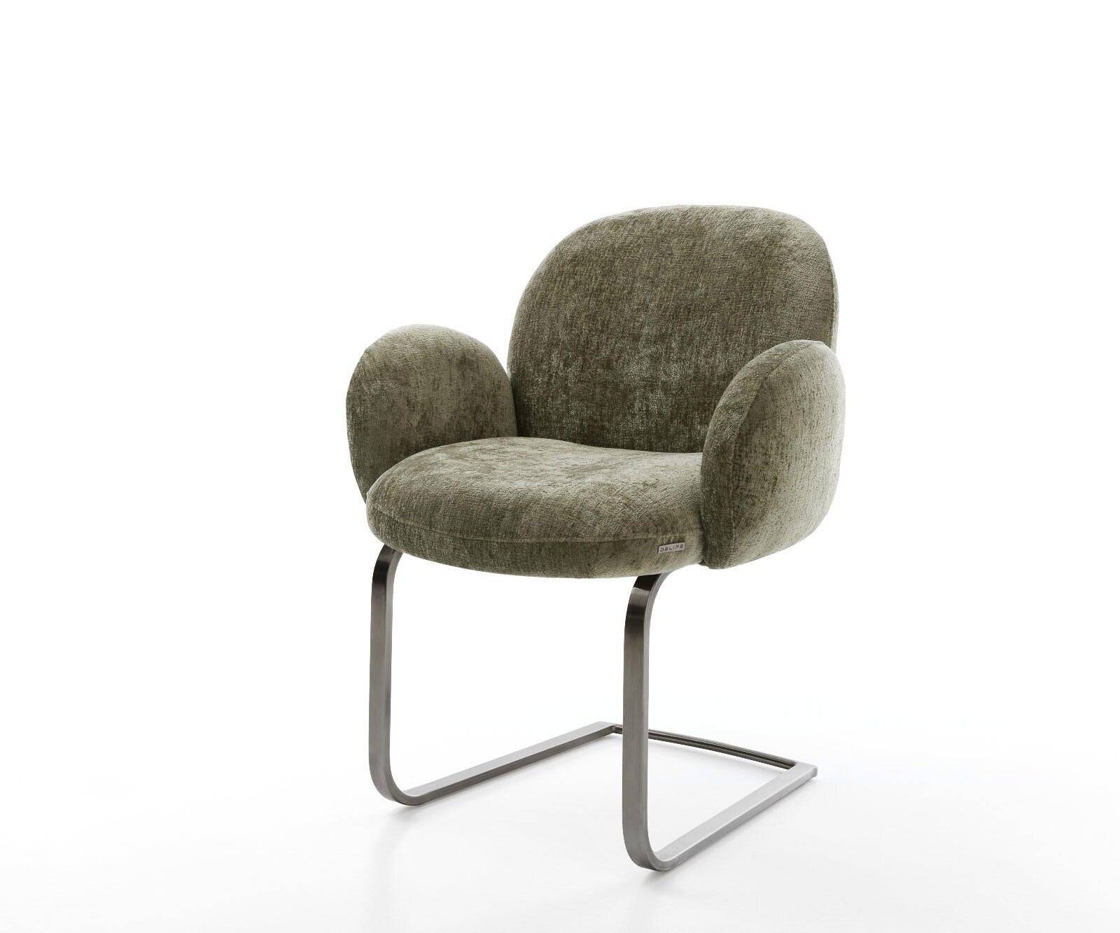 Sledemodel Nube-Flex met armleuning chenille olijfgroen sledemodel vlak grafiet pocketveer kern 1