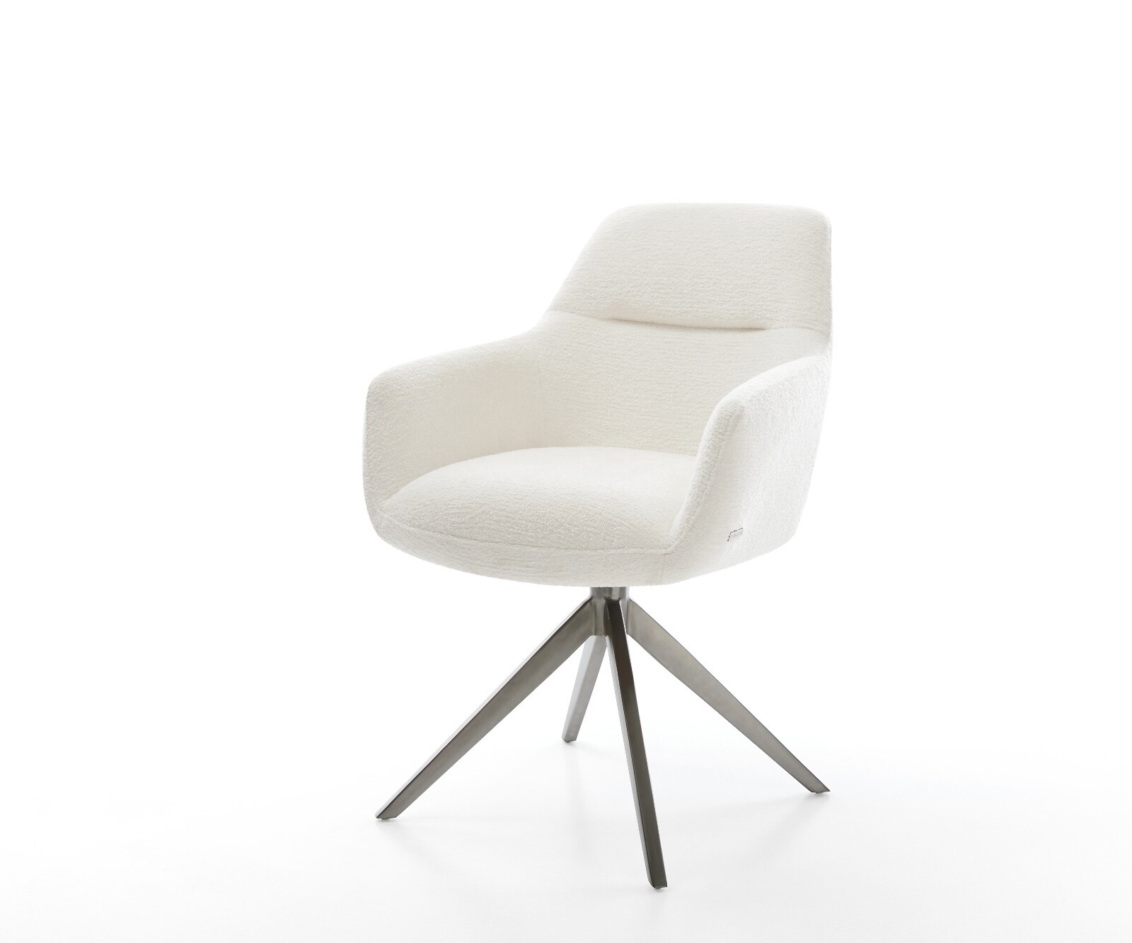 Draaistoel Pejo-Flex bouclé zacht beige kruisframe breed grafiet 360° draaibaar rocker-functie pocketveer kern