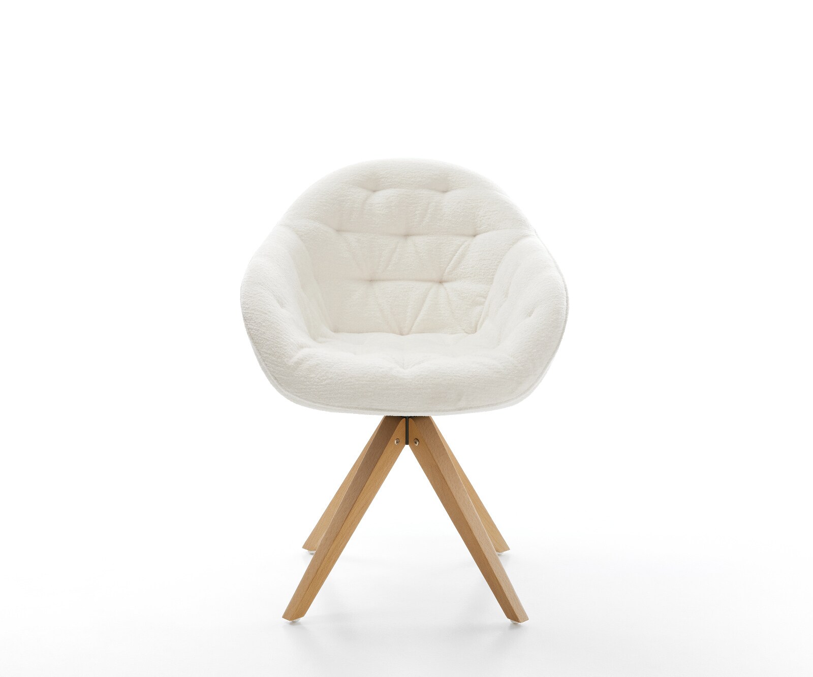 Draaistoel Gaio-Flex bouclé zacht beige houten frame hoekig natuur 360° draaibaar 1