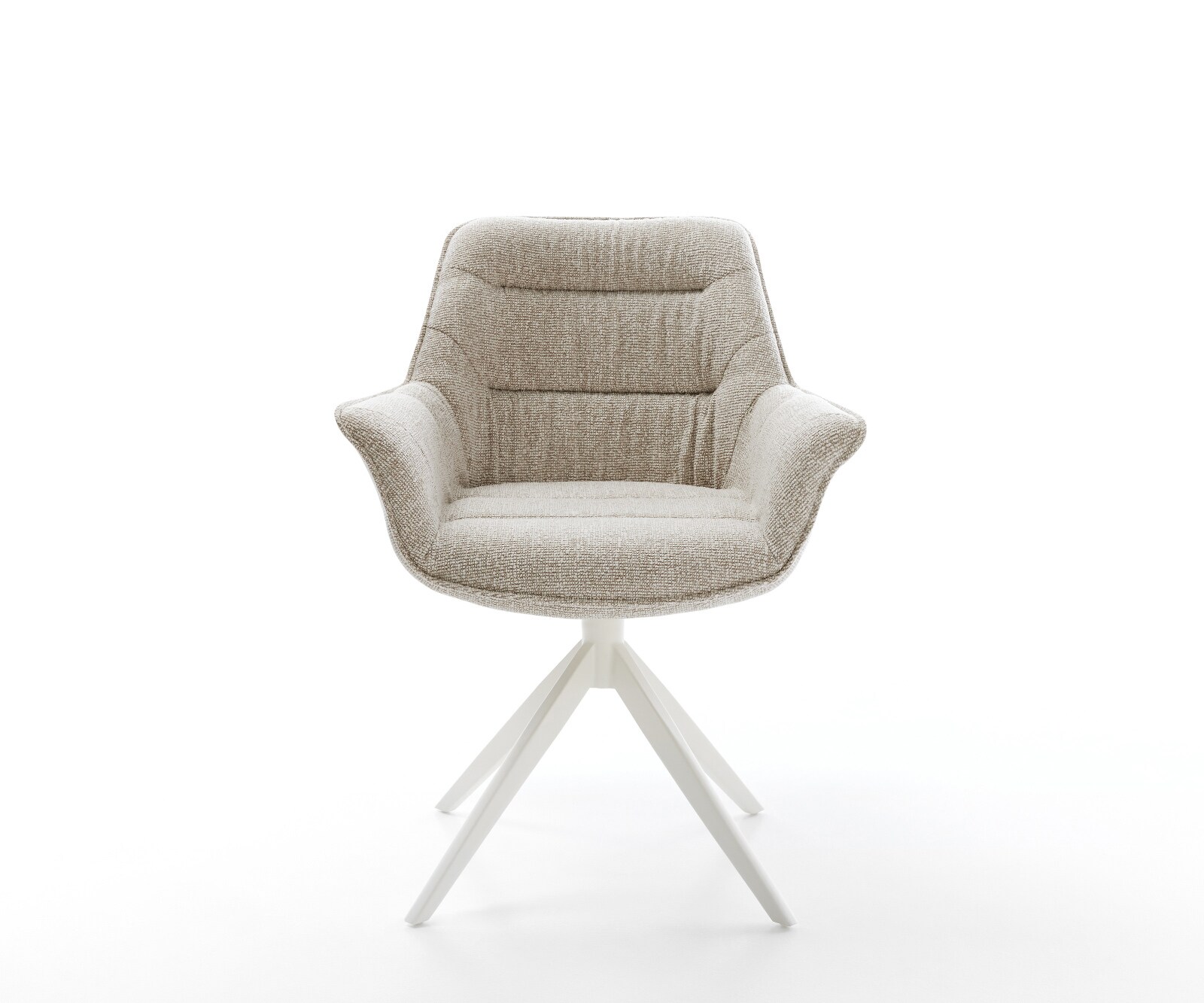 Draaistoel Kaira-Flex geweven stof beige kruisframe breed wit 360° draaibaar rocker-functie 2