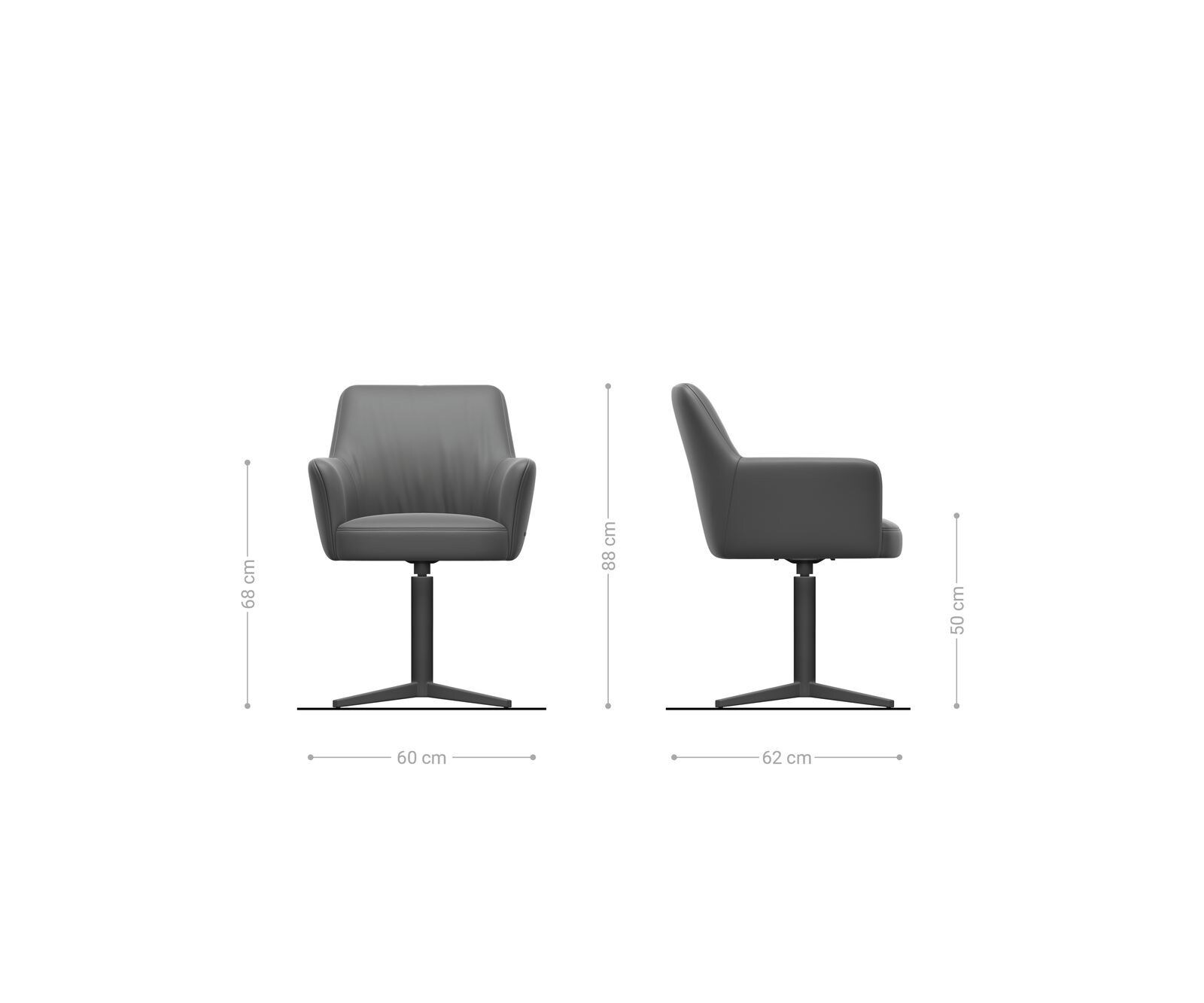 Draaistoel Xana-Flex met armleuning koord zilver grijs kruispoot roestvrij staal 360° draaibaar pocketveer kern 6
